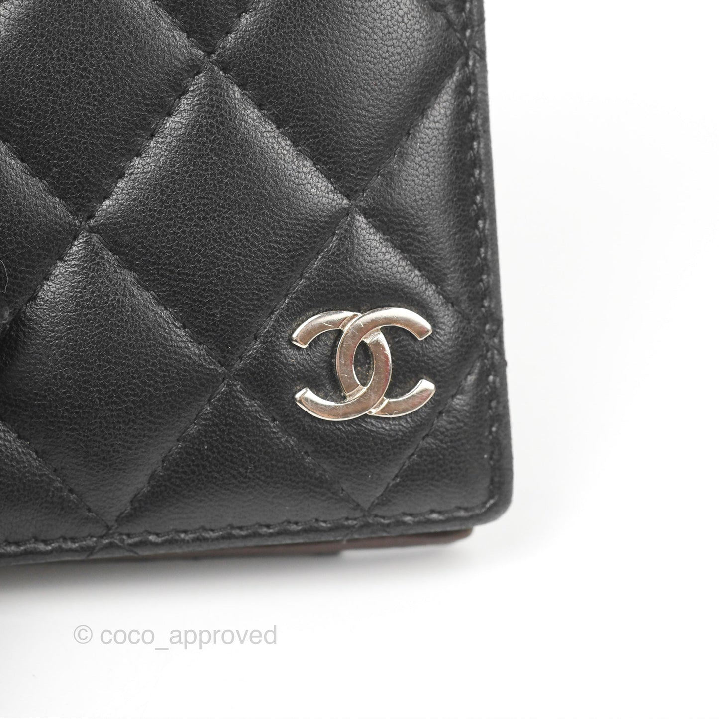 Chanel Classic Quilted Card Holder Black Lambskin Silver Hardware