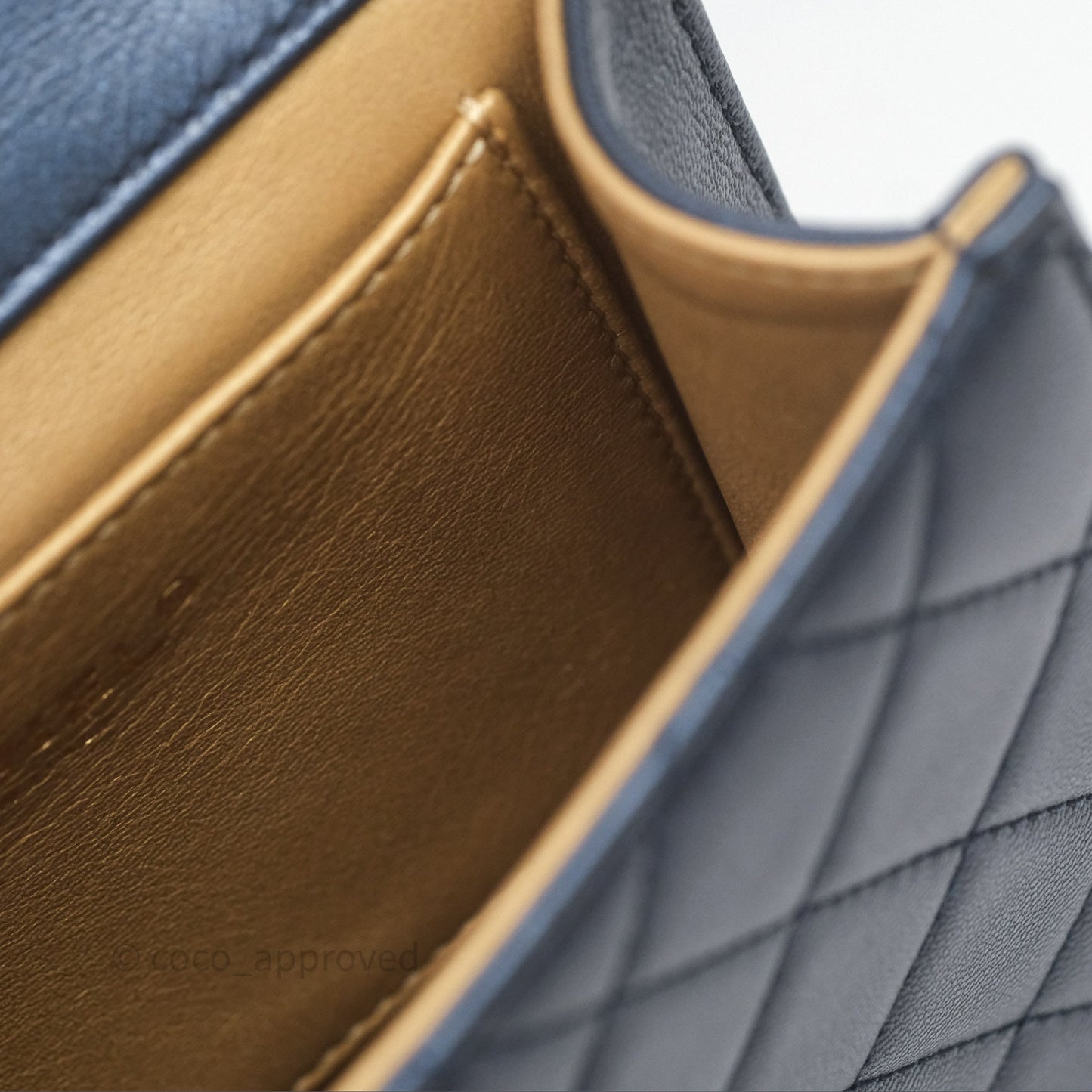 Chanel Quilted Chic Pearls Flap Iridescent Navy Goatskin Aged Gold Hardware