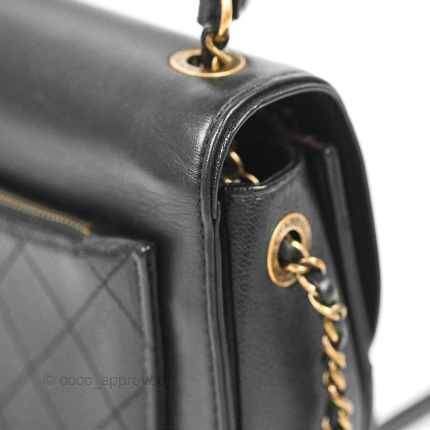 Chanel Small Coco Curve Flap Black Goatskin Antique Gold Hardware