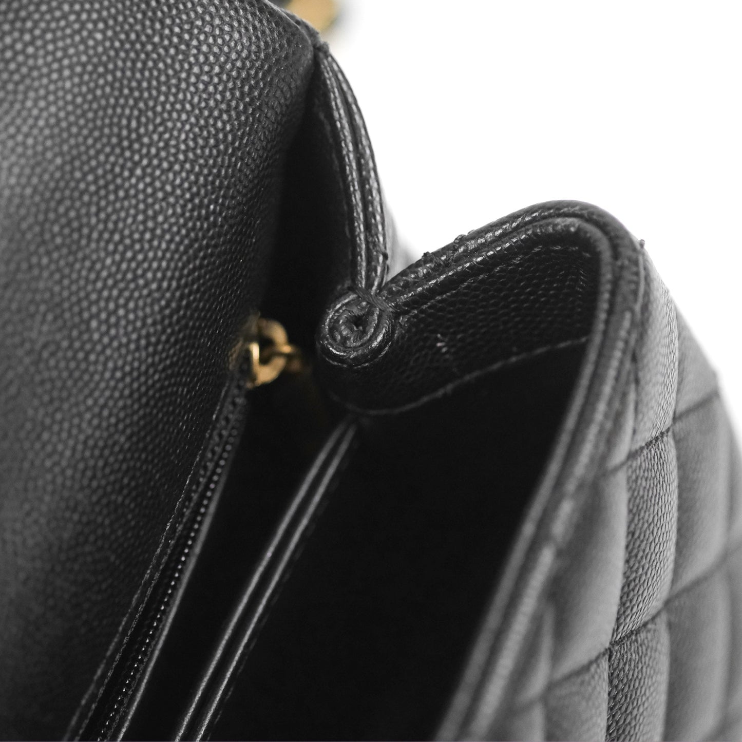 Chanel Small Coco Handle Quilted Black Caviar Aged Gold Hardware Lizard Handle
