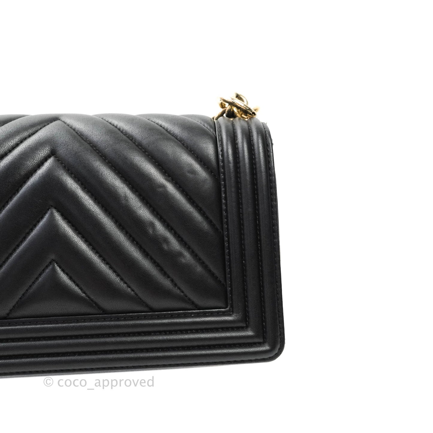 Chanel Boy Chevron Medium Black Lambskin Gold Hardware