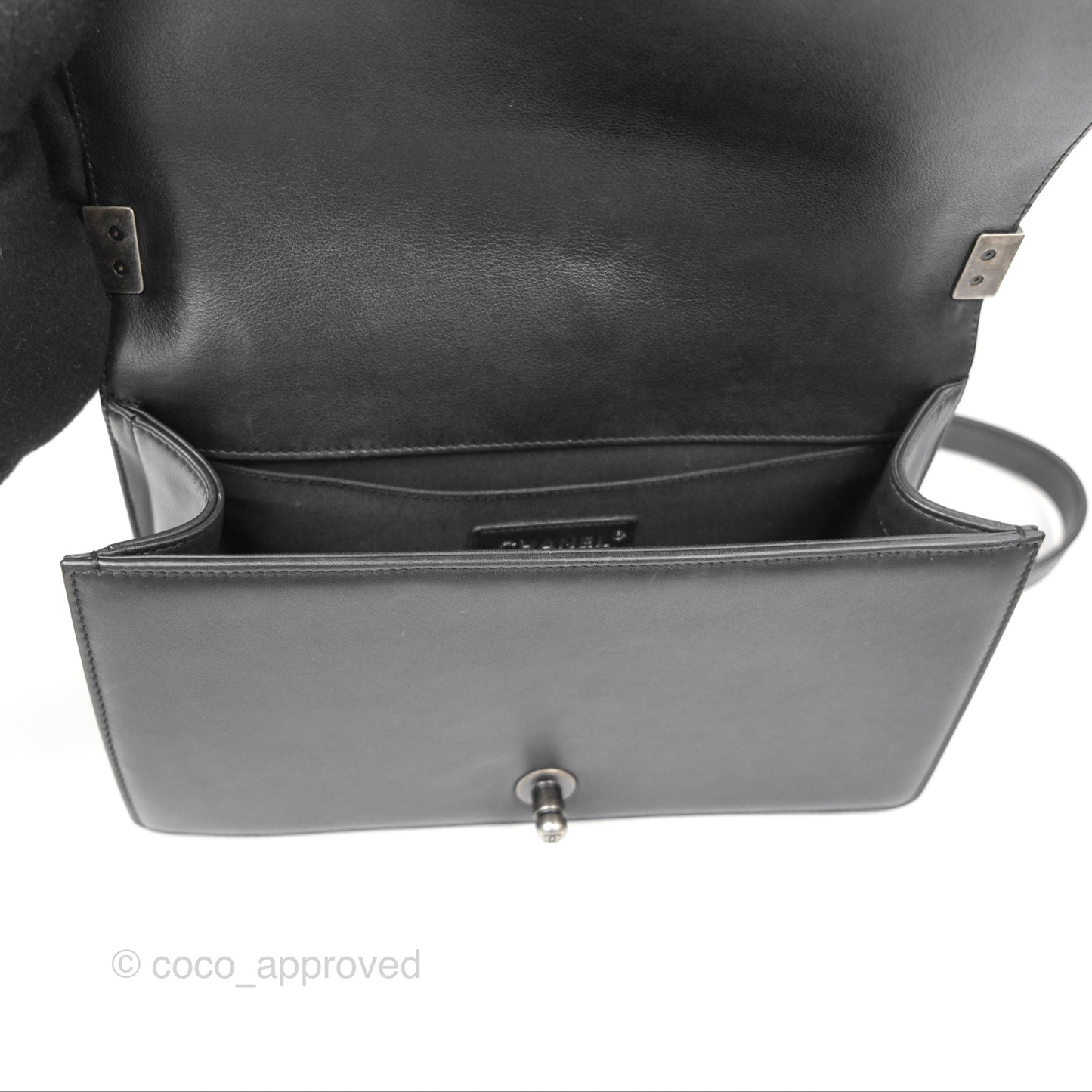 Chanel Quilted Medium Boy Black Calfskin Ruthenium Hardware