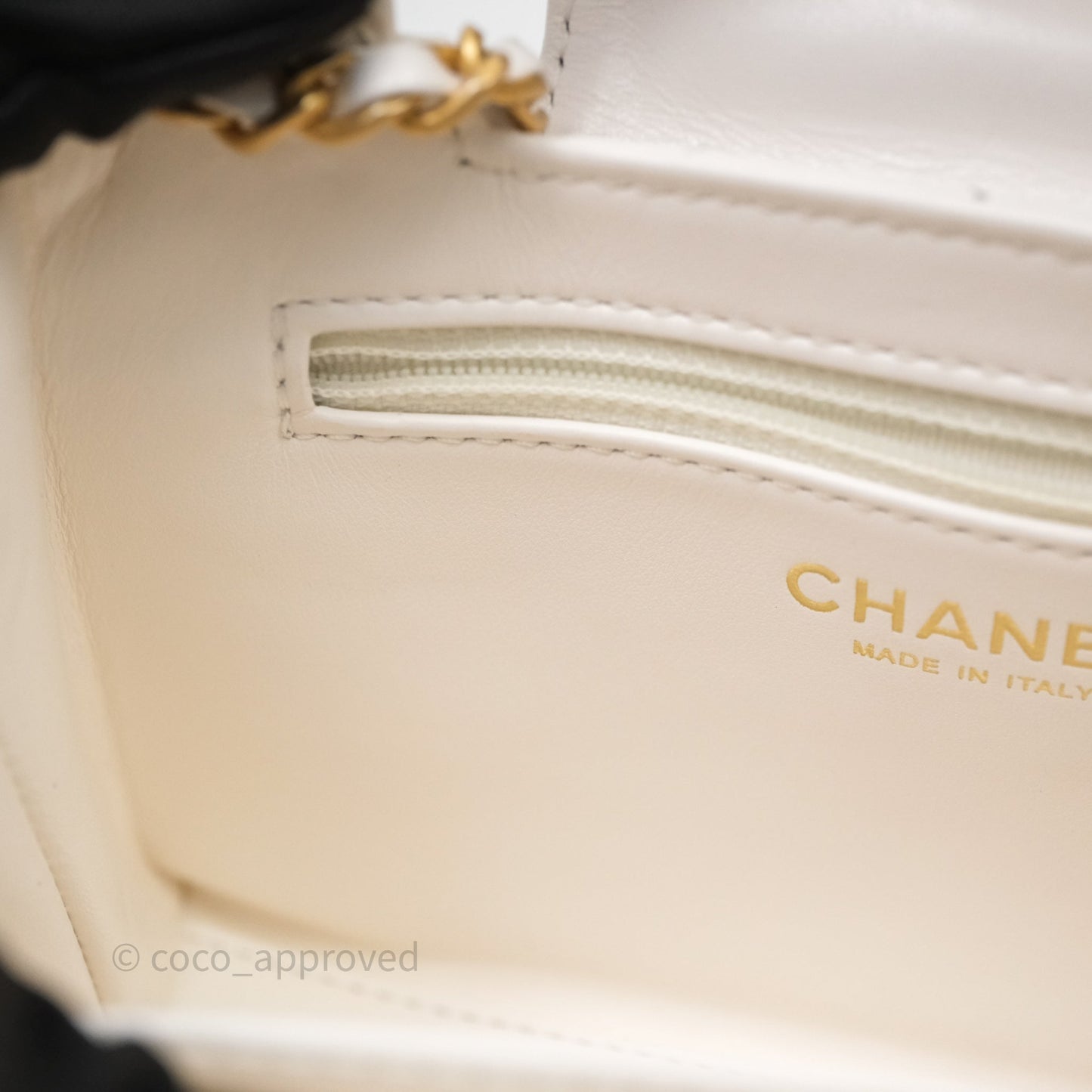 Chanel Kelly Bag Quilted White Lambskin Aged Gold Hardware