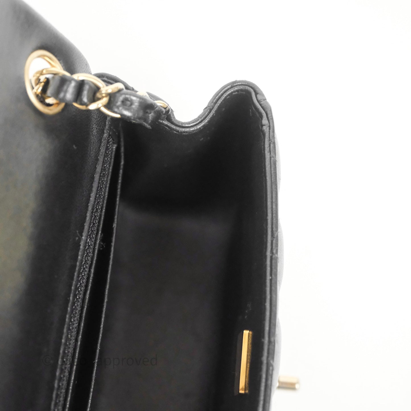 Chanel Mini Square Quilted Black Lambskin Gold Hardware