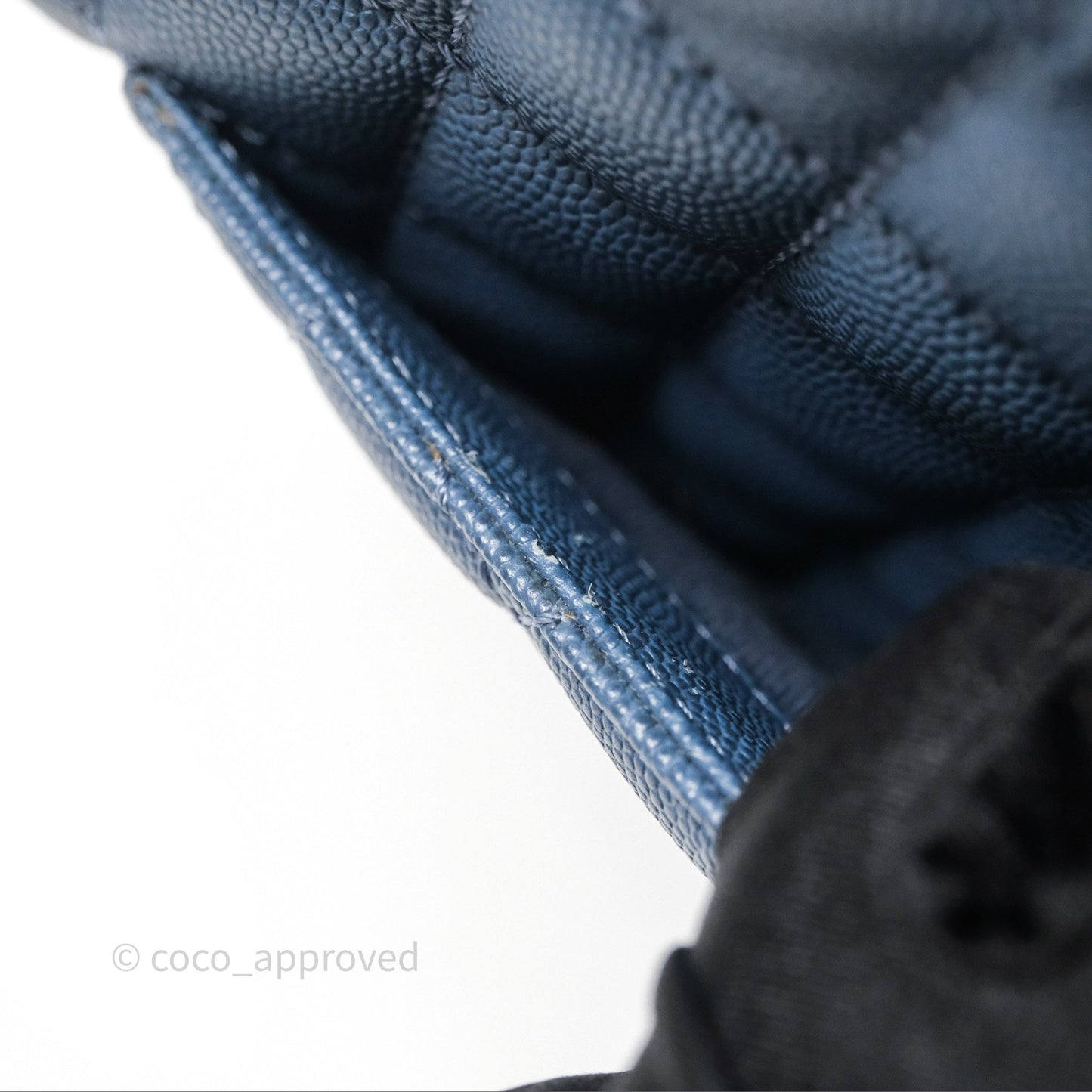 Chanel Medium Coco Handle Quilted Aged Caviar Dark Blue Ruthenium Hardware