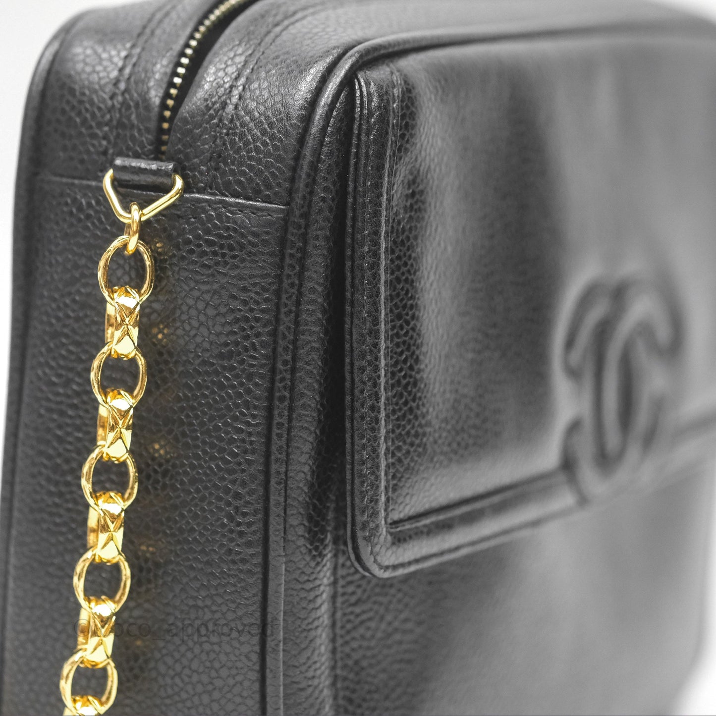 Chanel Vintage CC Camera Bag Black Caviar 24 Gold Hardware