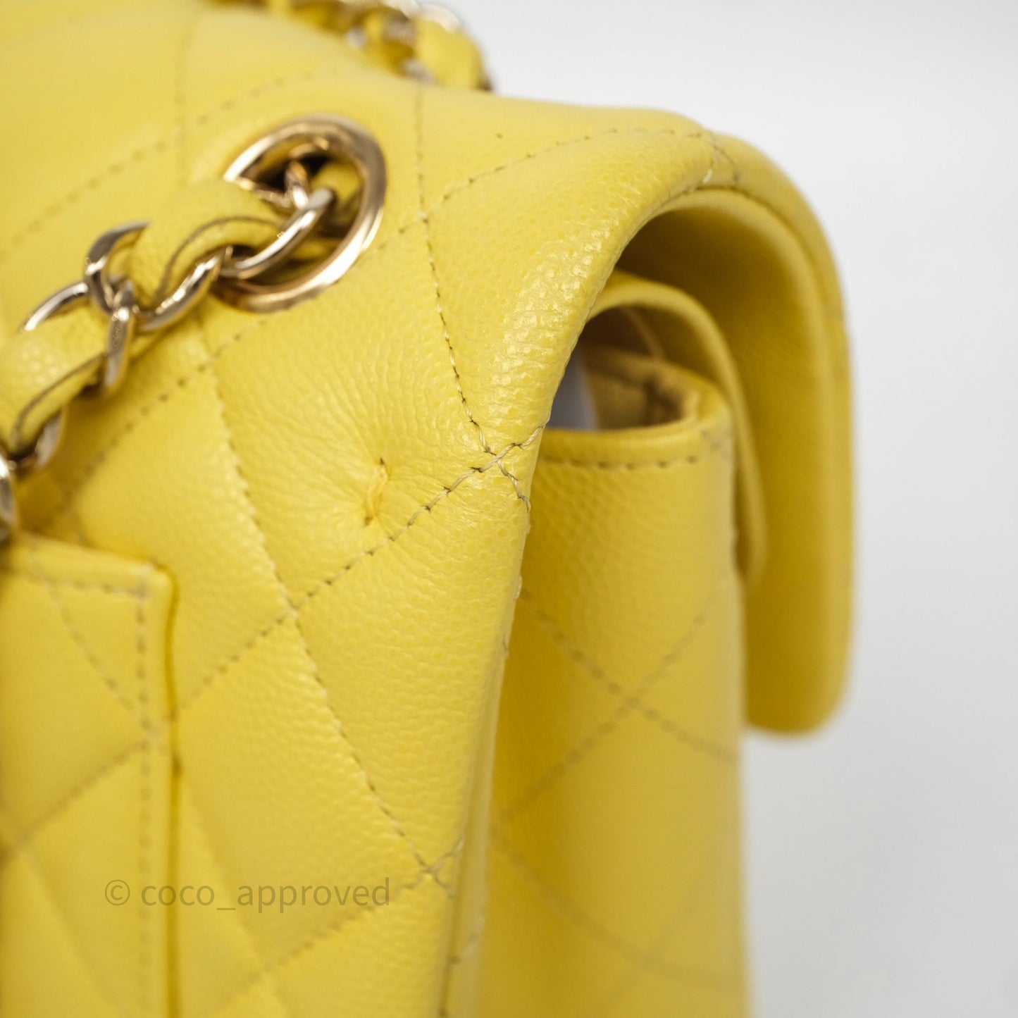 Chanel Small Classic Flap Quilted Yellow Caviar Gold Hardware