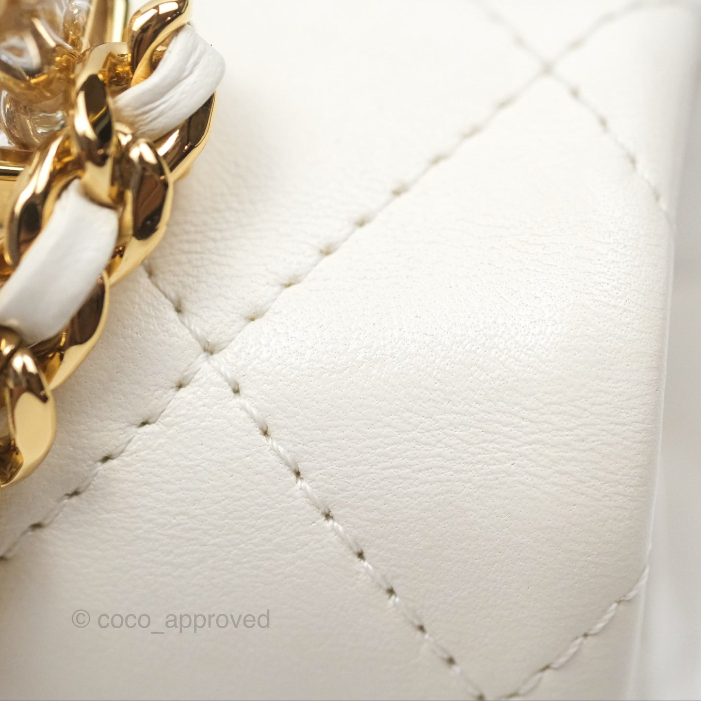 Chanel Top Handle Mini Flap Ivory White Lambskin Gold Hardware