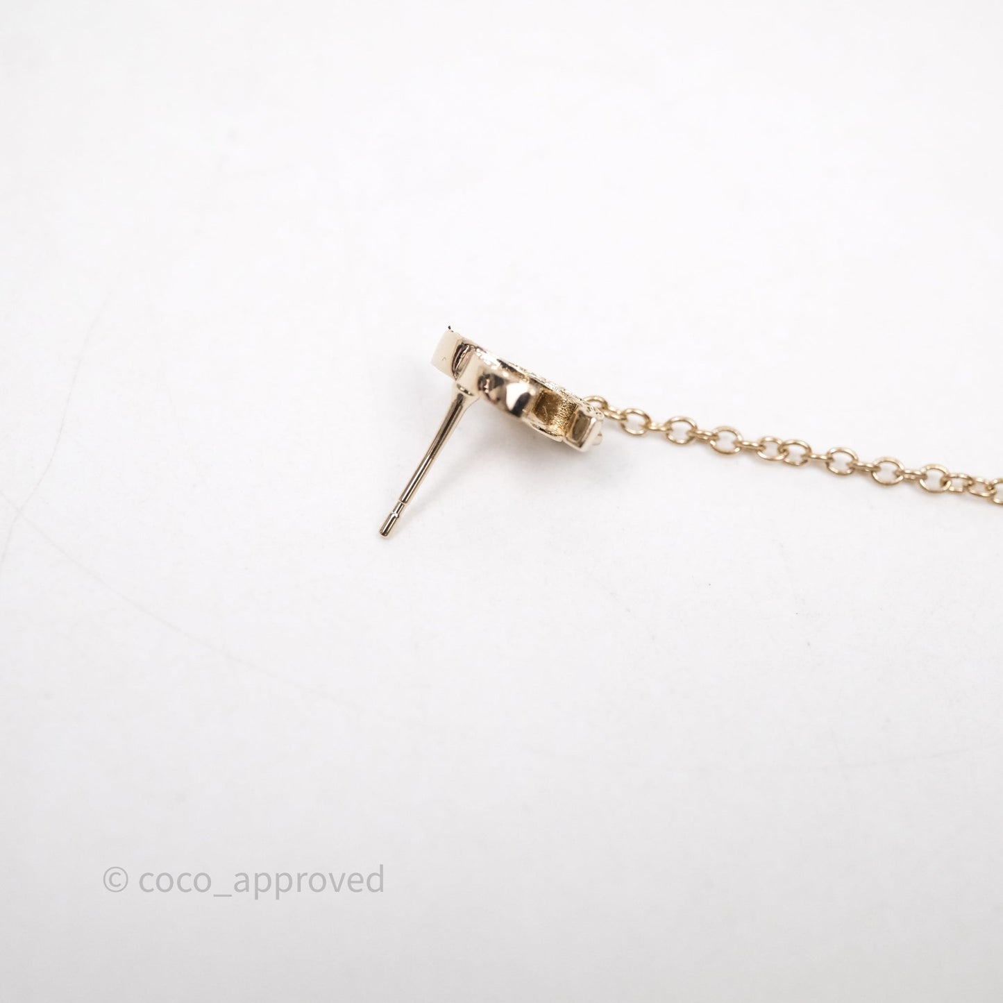 Chanel Crystal CC Drop Earrings Gold Tone 22C