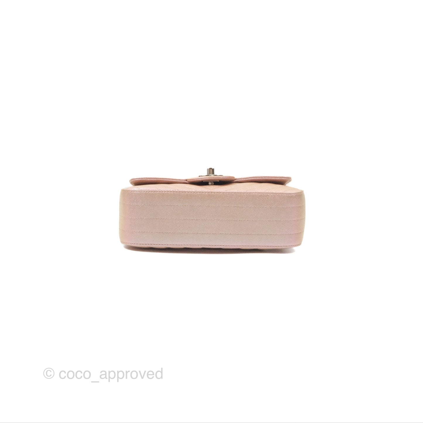 Chanel Chevron Mini Rectangular Flap Iridescent Rose Gold Caviar Ruthenium Hardware 17B