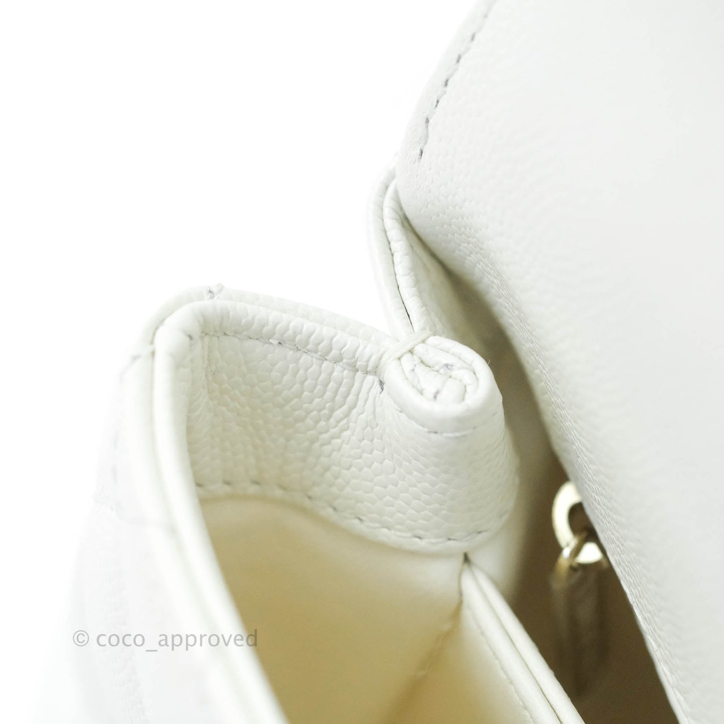 Chanel Extra Mini Coco Handle Quilted White Caviar Gold Hardware
