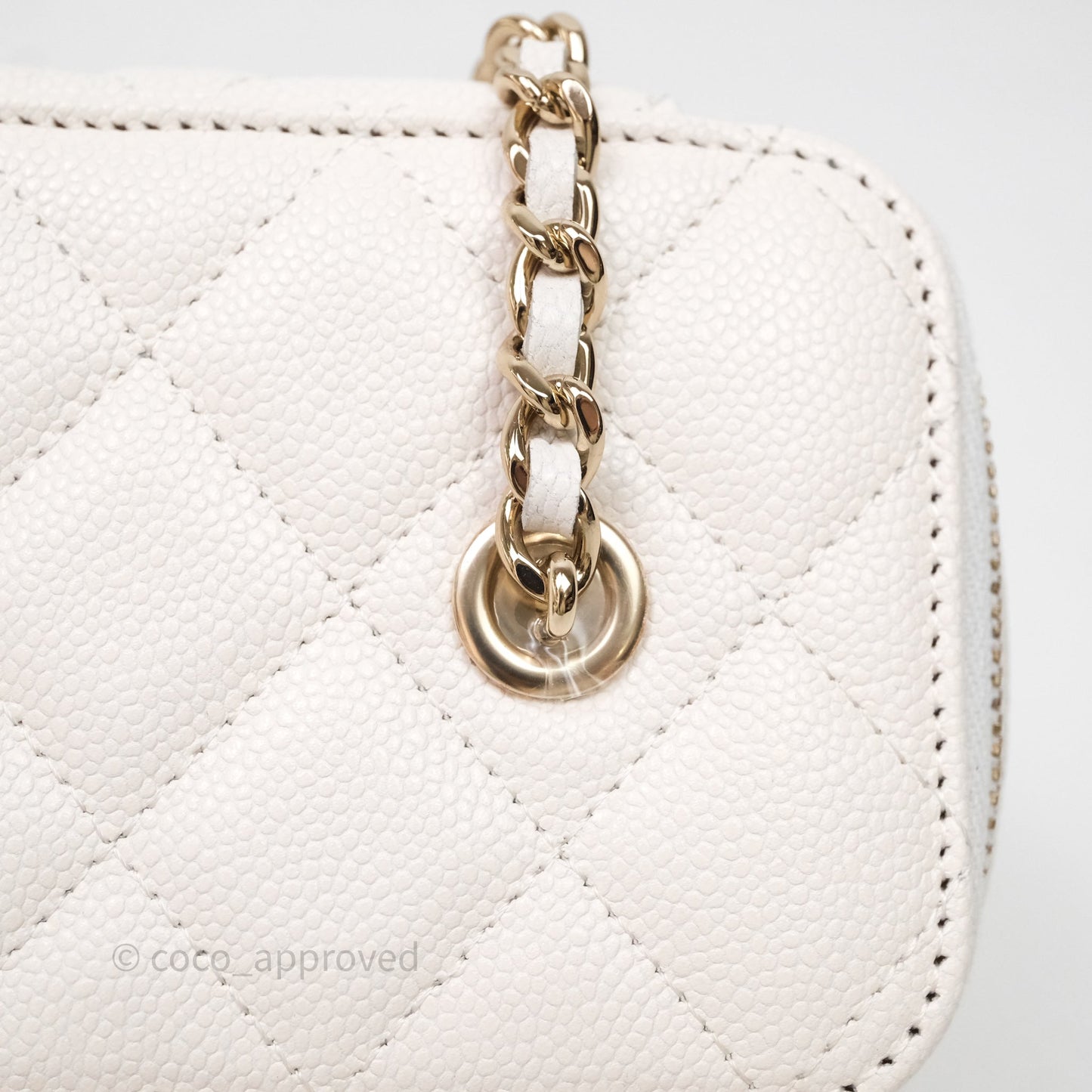 Chanel Classic Vanity Rectangular with Chain White Caviar Gold Hardware
