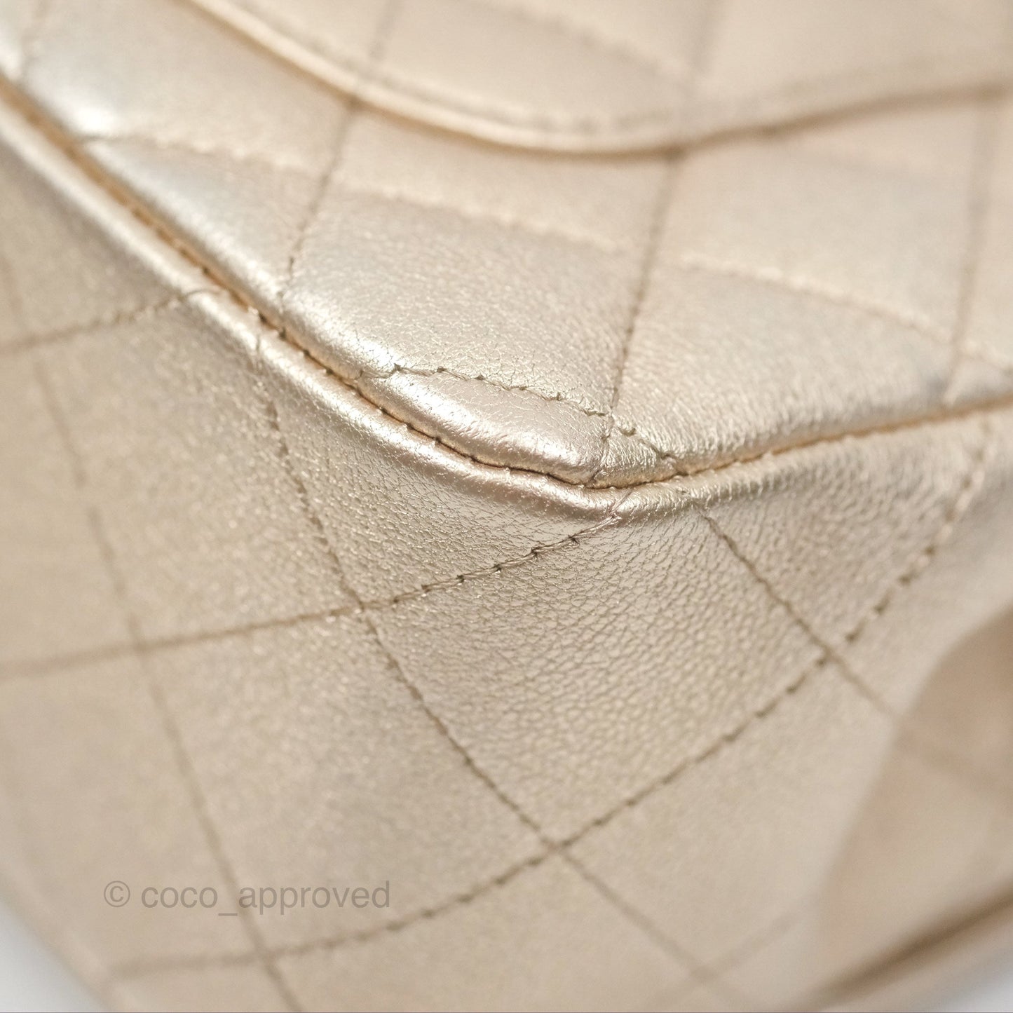 Chanel Quilted Mini Rectangular Iridescent Gold Lambskin Gold Hardware