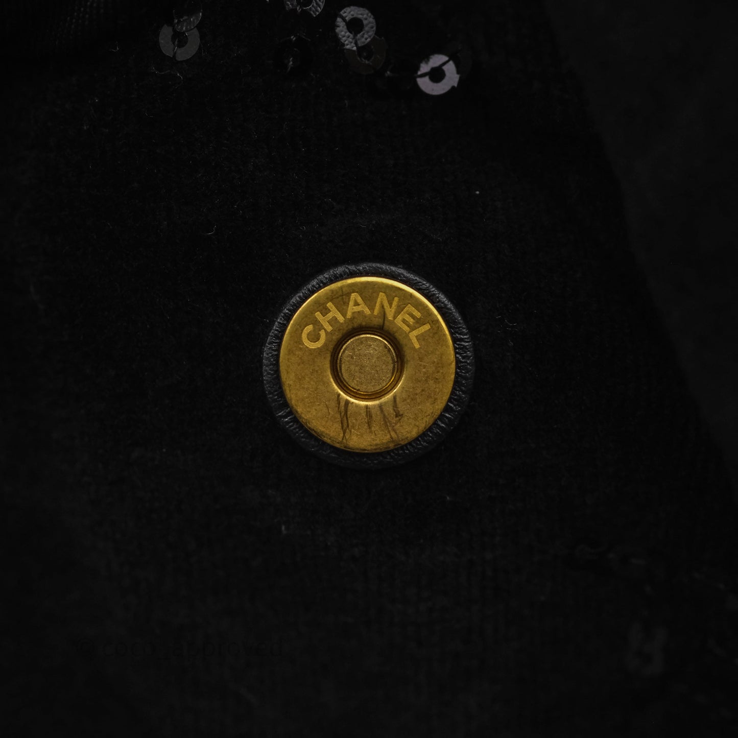Chanel 22 Medium Sequins Logo Black Velvet