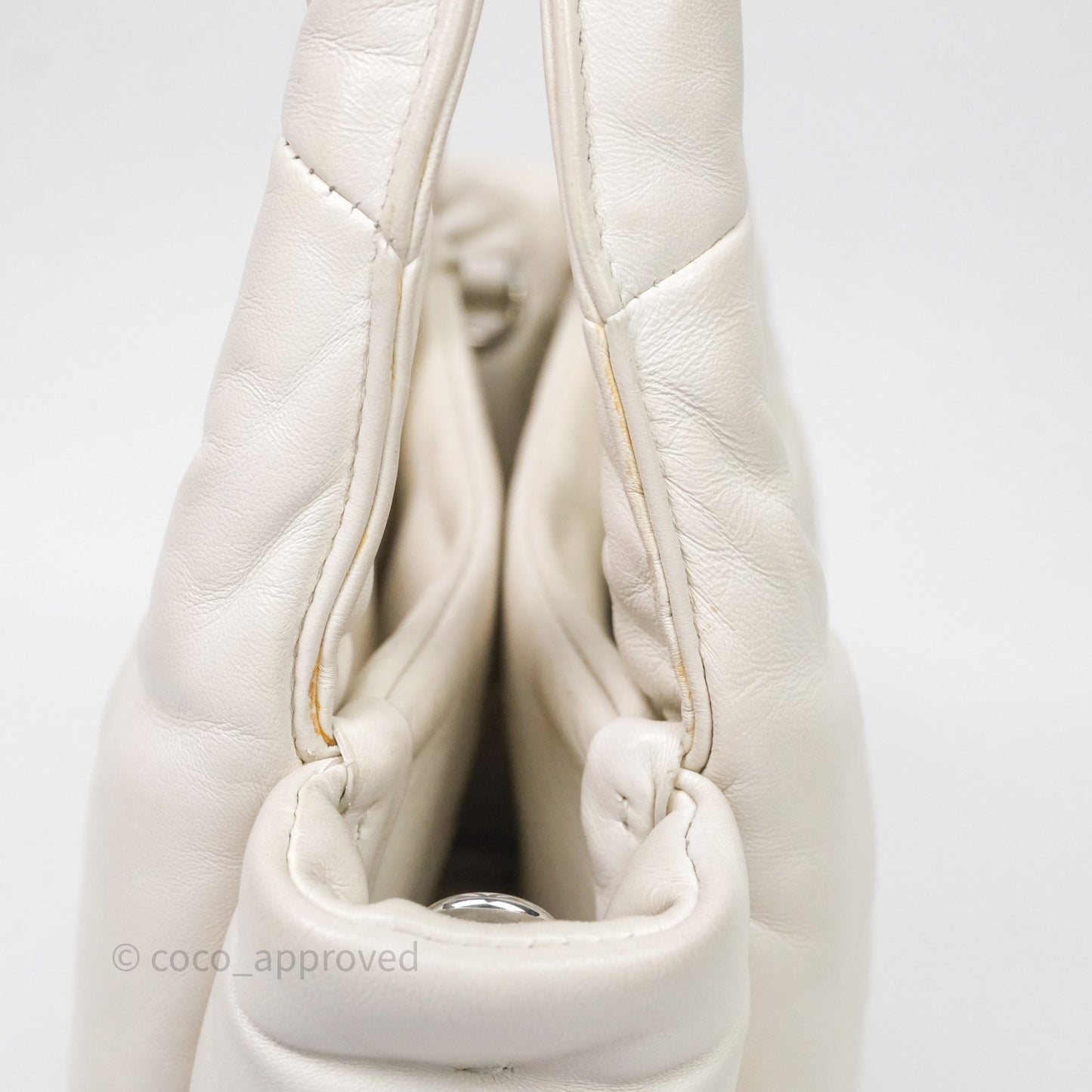 Prada Soft Tote Bag Ivory Silver Hardware