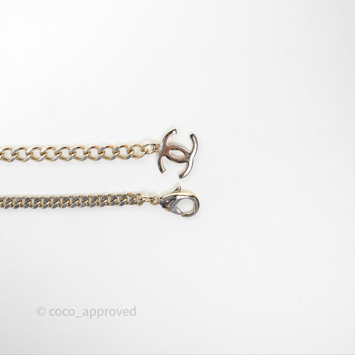 Chanel Silver CC Crystal Chain Choker Gold Tone 24V