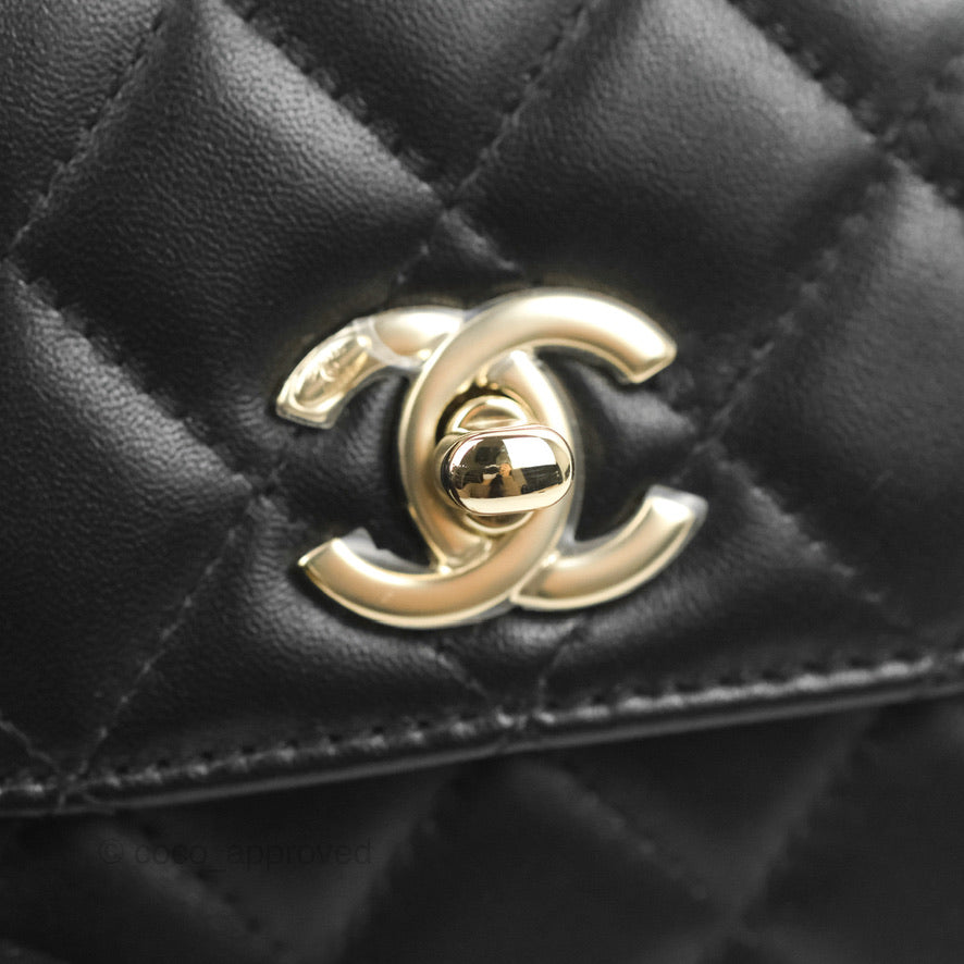 Chanel Small Quilted Trendy CC Clutch With Chain Black Lambskin Gold Hardware