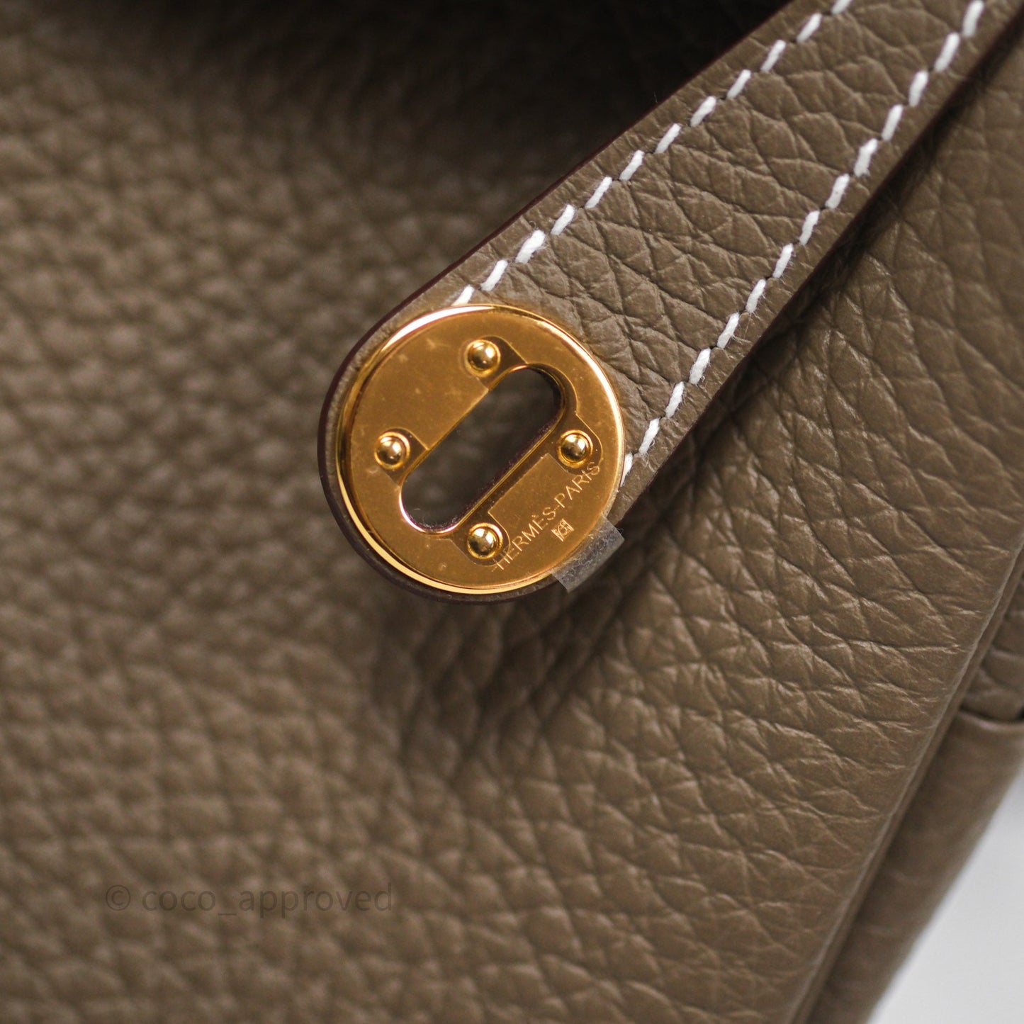 Hermès Mini Lindy 20 Etoupe 18 Clemence Gold Hardware