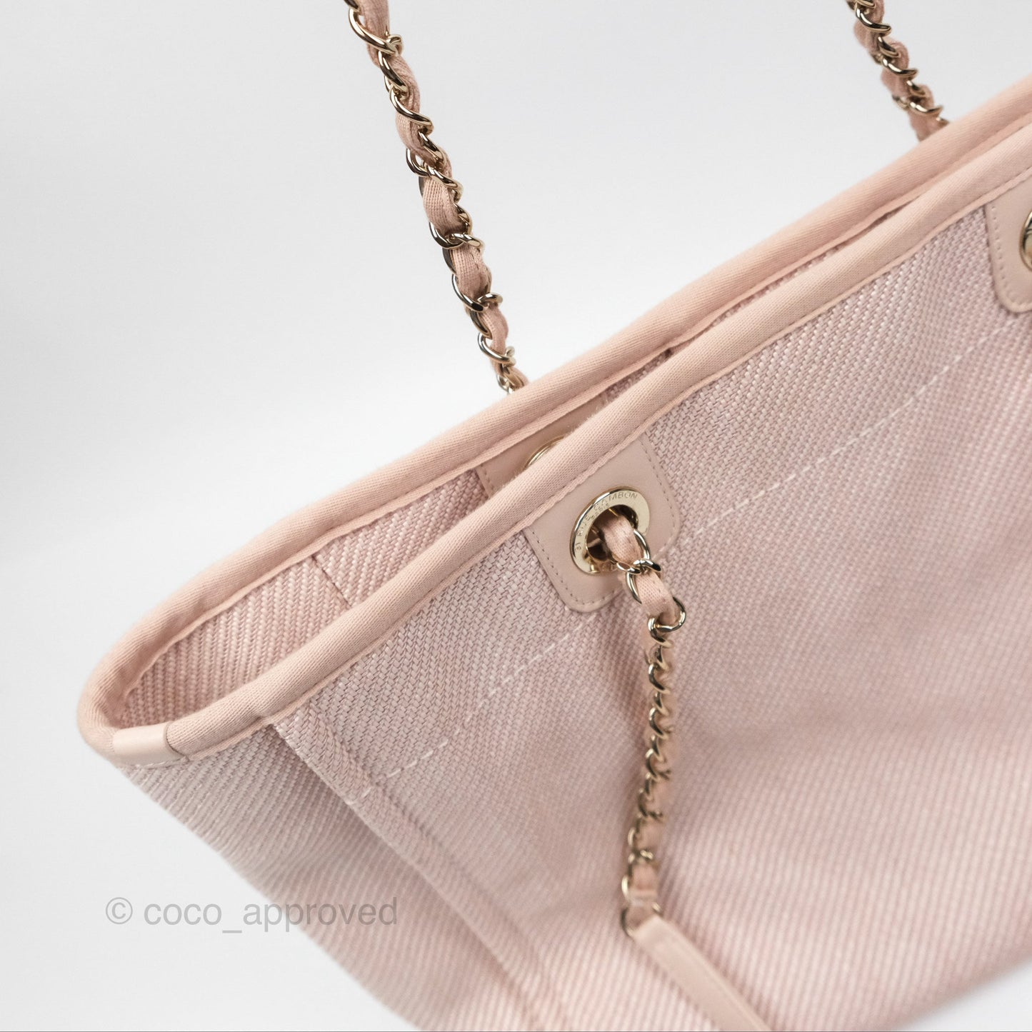 Chanel Medium Deauville Pink Canvas Gold Hardware