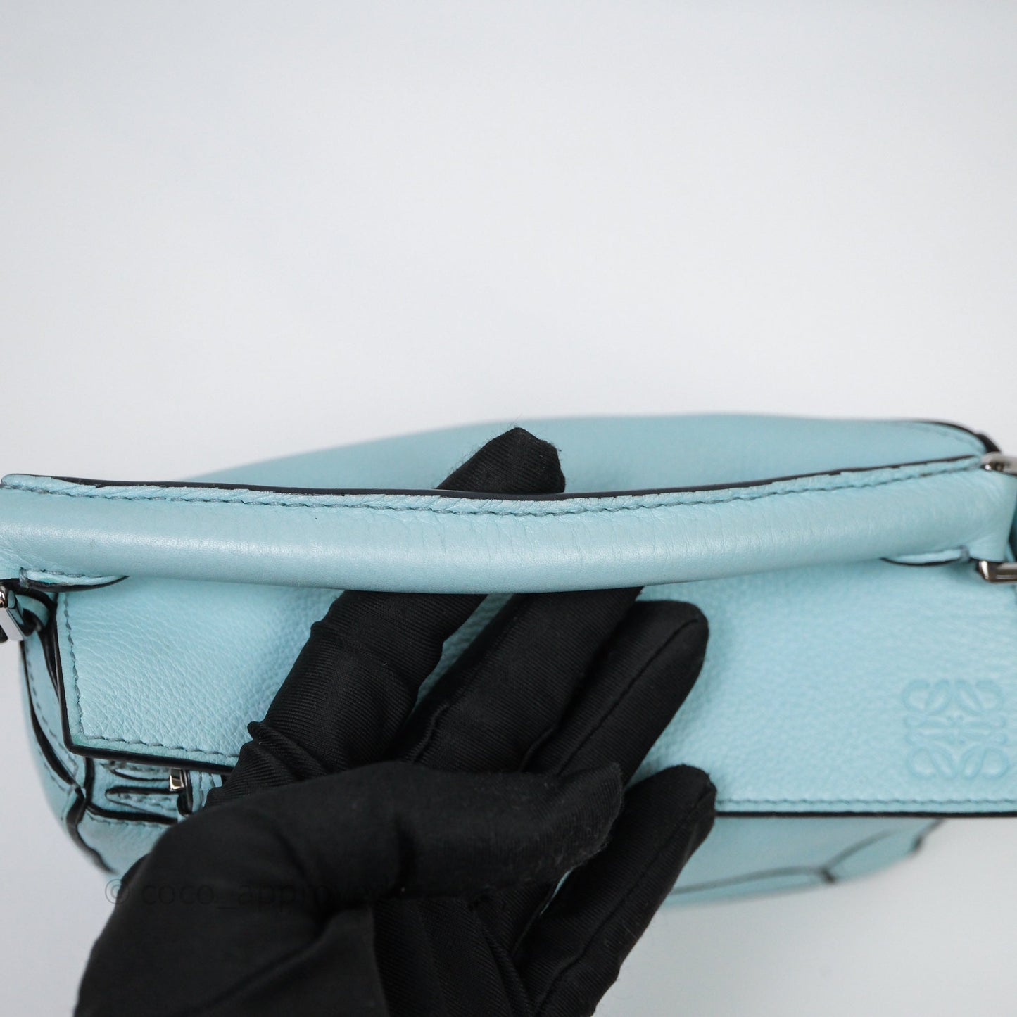 Loewe Mini Puzzle Bag Light Blue Calfskin Silver Hardware