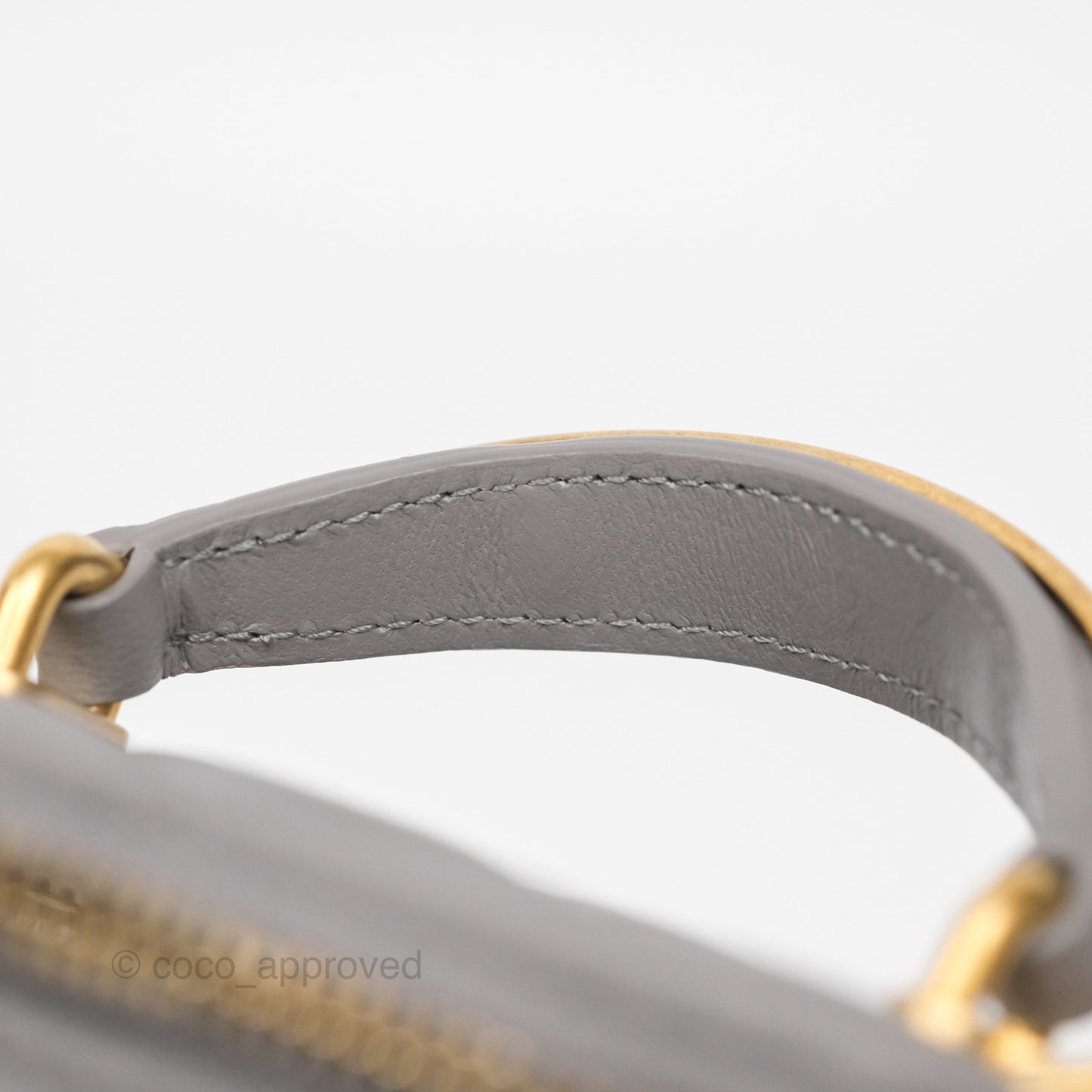 Chanel Mini Metal Top Handle Vanity With Chain Grey Lambskin Aged Gold Hardware