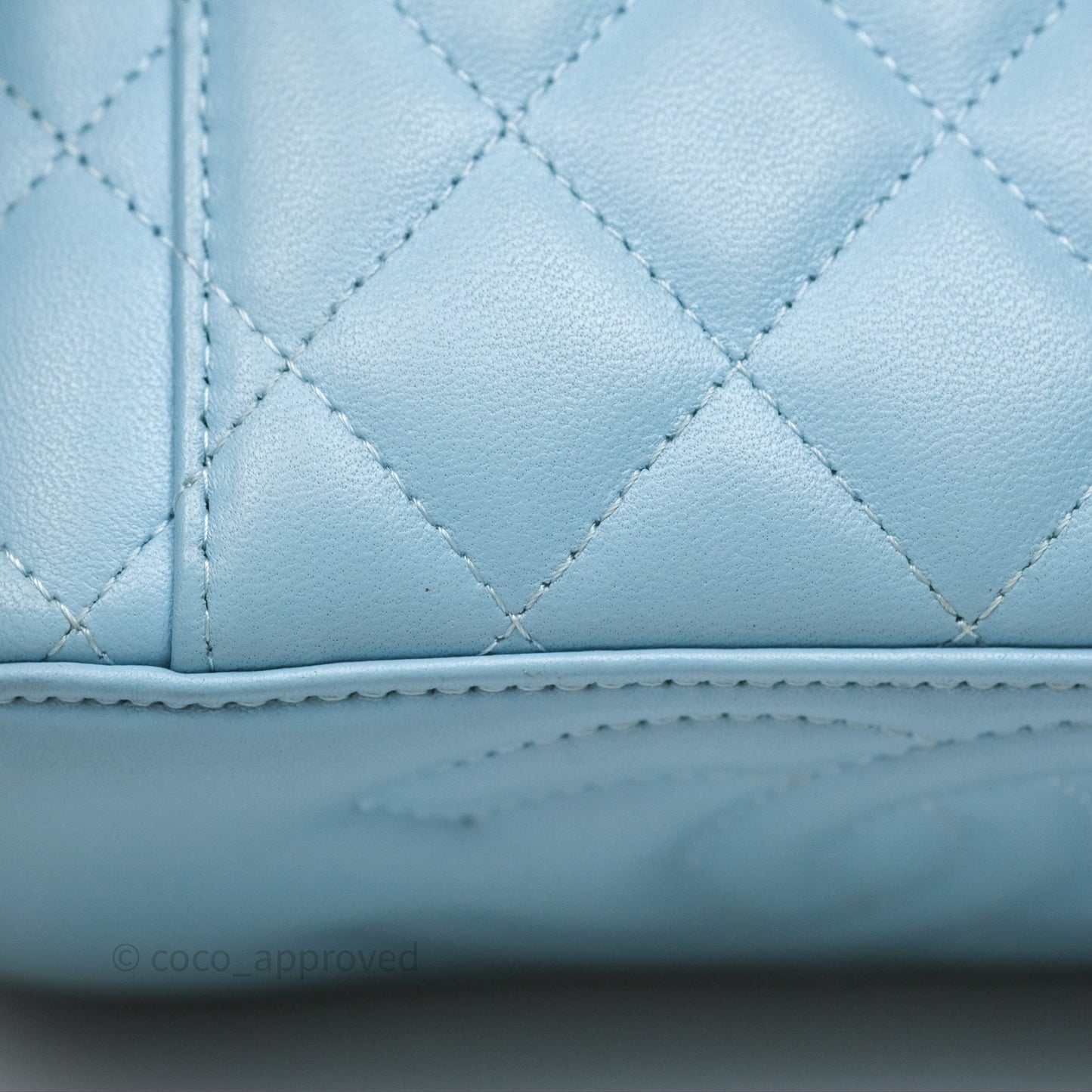 Chanel Vanity Rectangular Top Handle Blue Lambskin Gold Hardware