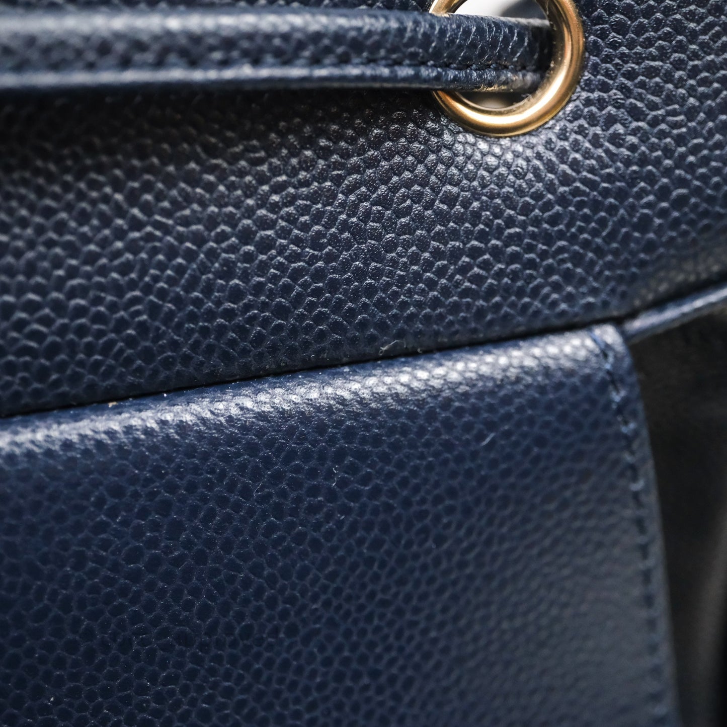 Chanel Quilted Business Affinity Backpack Navy Caviar Light Gold Hardware