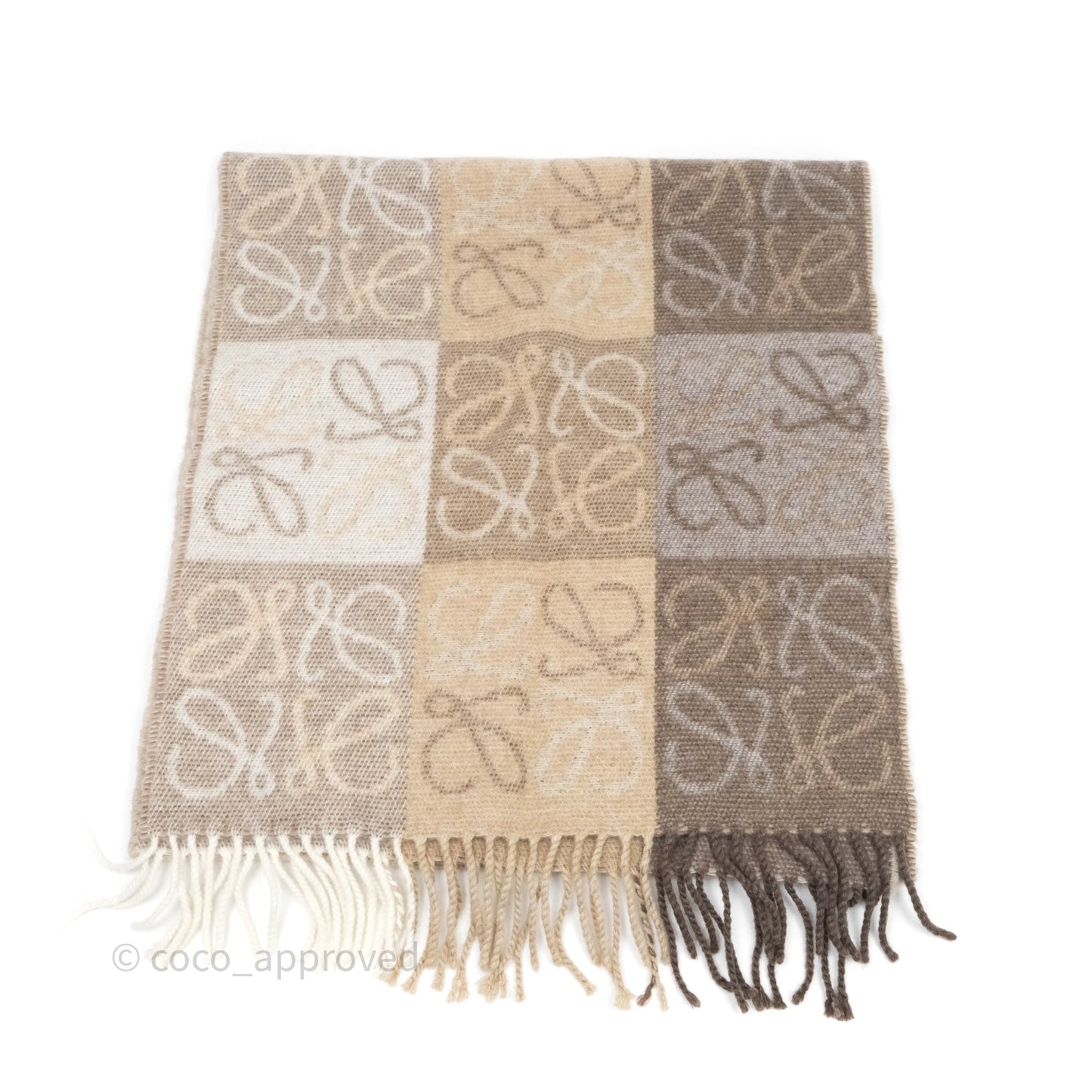 Loewe Anagram Wool Cashmere Scarf Beige