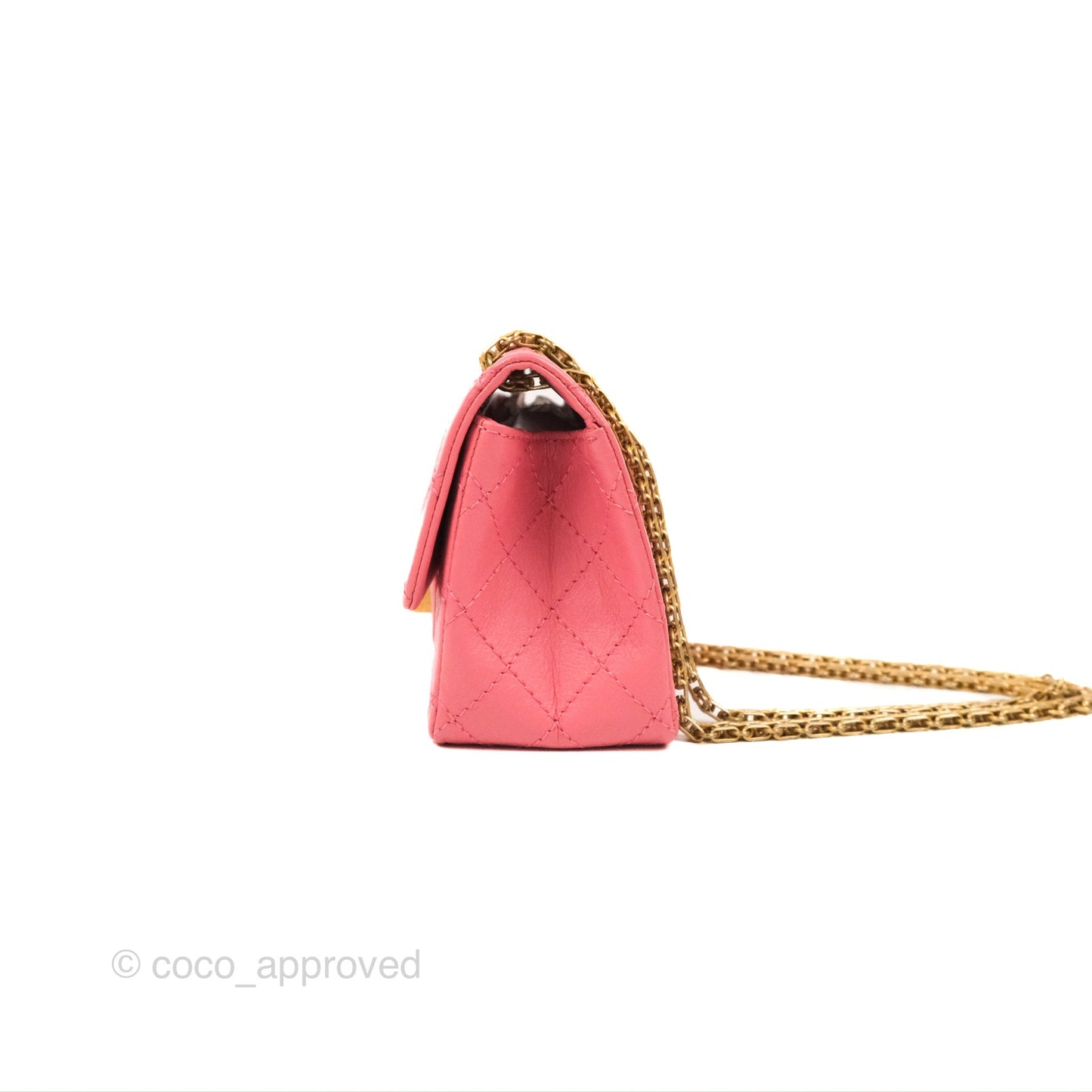 Chanel Mini Reissue 224 Pink Aged Calfskin Aged Gold Hardware