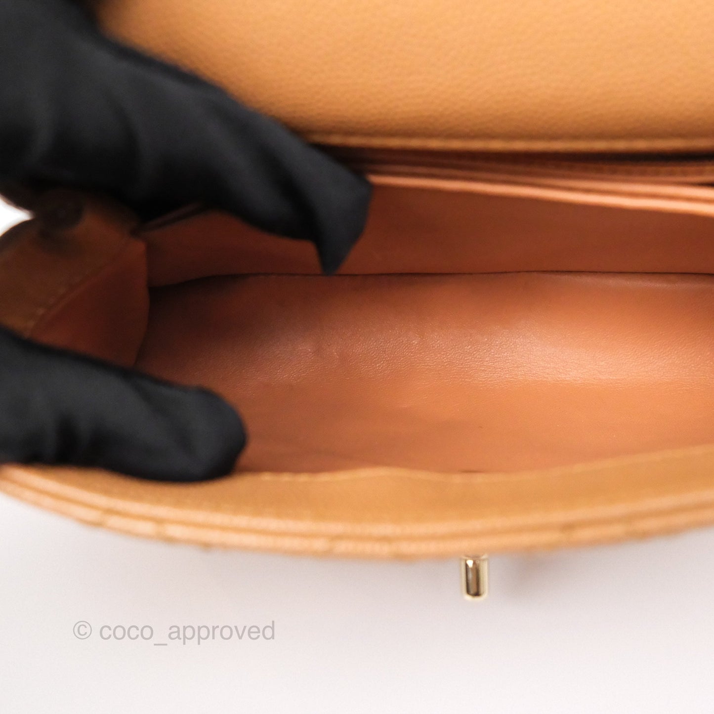 Chanel Small Coco Handle Caramel Beige Caviar Gold Hardware