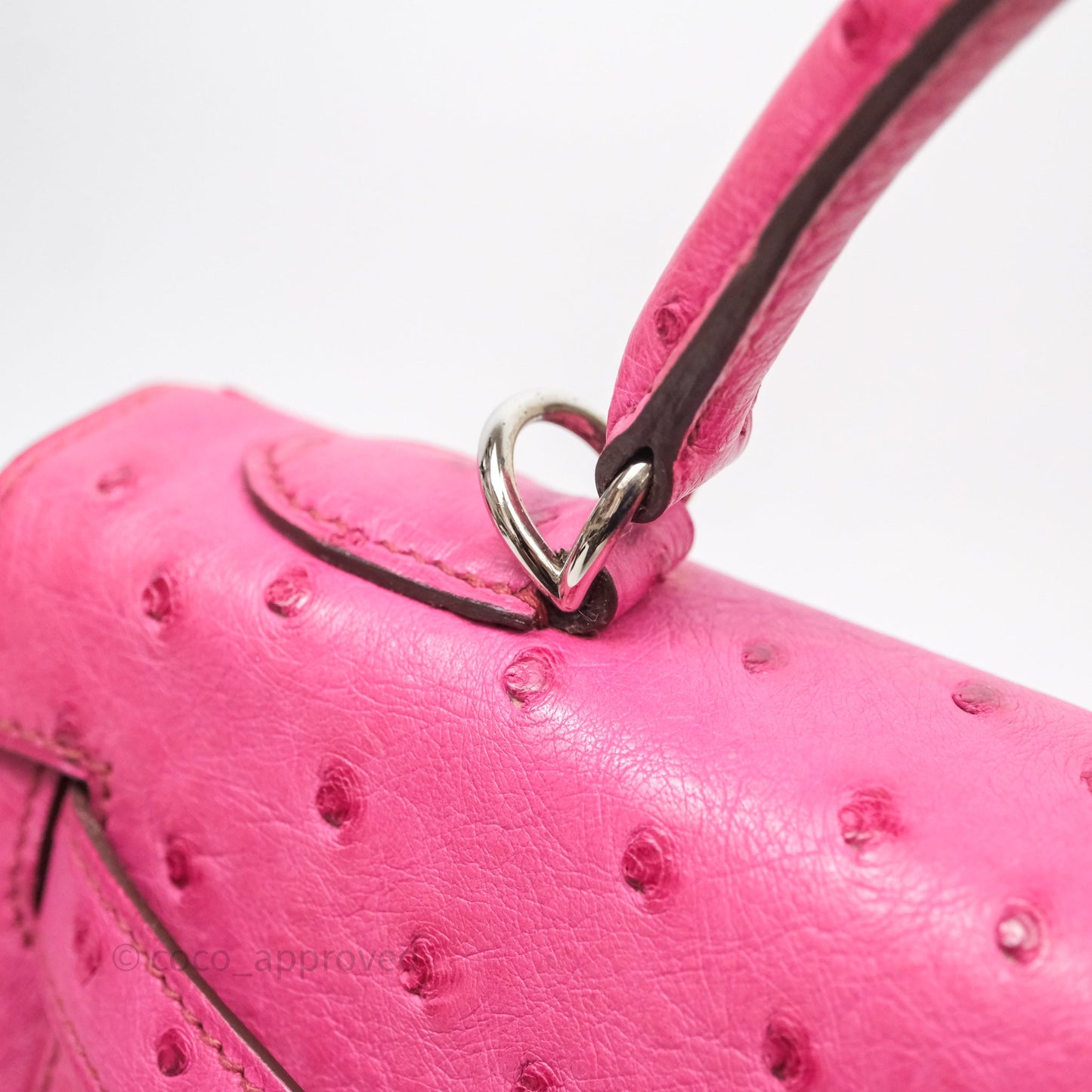 Hermes Kelly 32 Fuchsia Ostrich Palladium Hardware