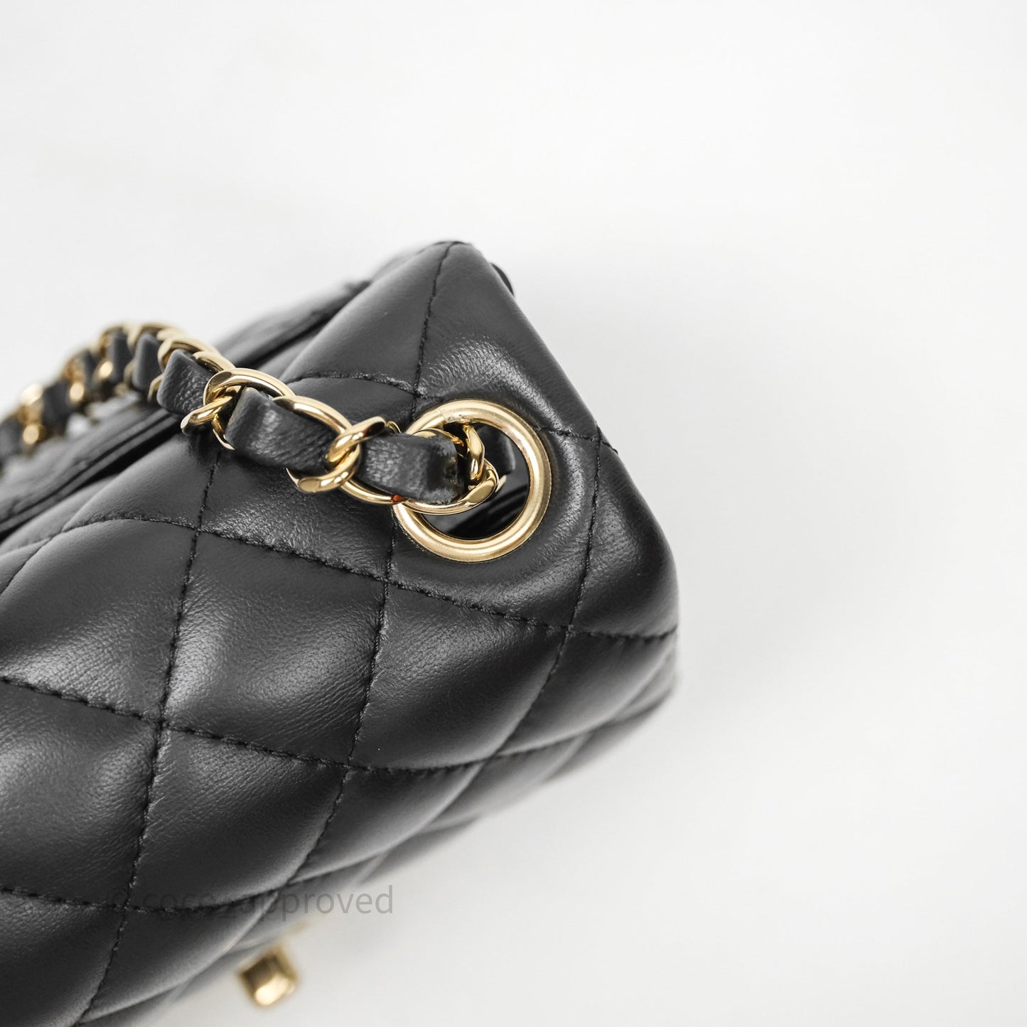 Chanel Mini Square Quilted Black Lambskin Gold Hardware