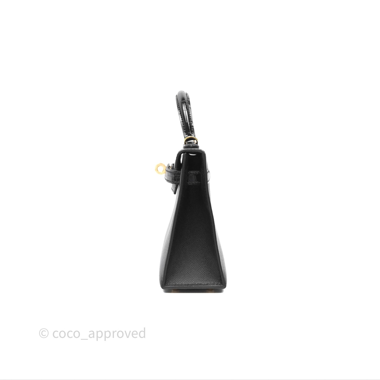 Hermès Mini Kelly II Touch Noir 89 Croc Gold Hardware