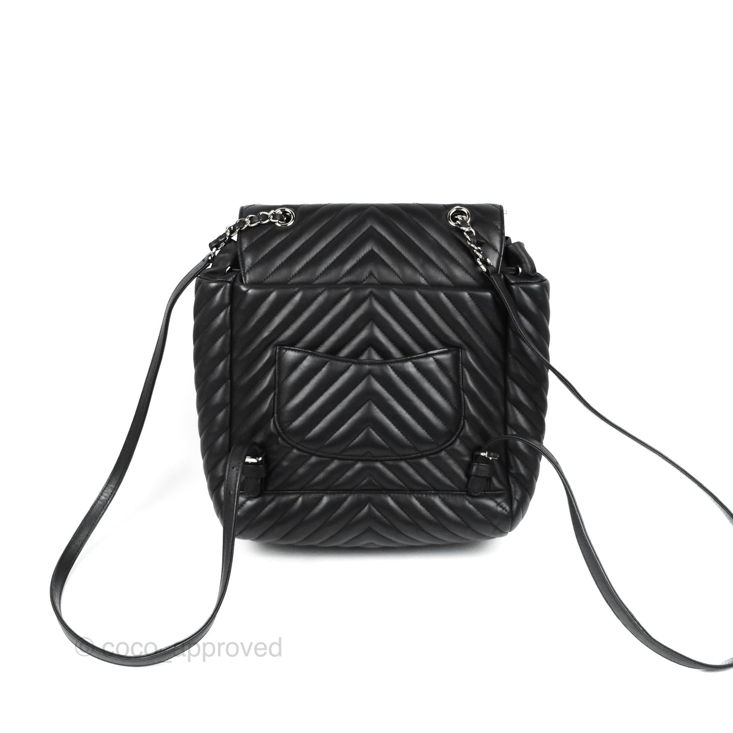 Chanel Medium Chevron Urban Spirit Backpack Black Calfskin Silver Hardware