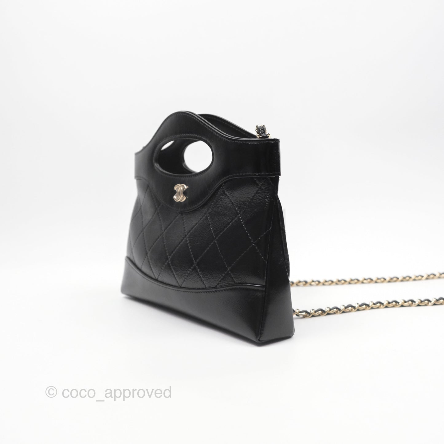 Chanel Nano 31 Black Shiny Calfskin Gold Hardware