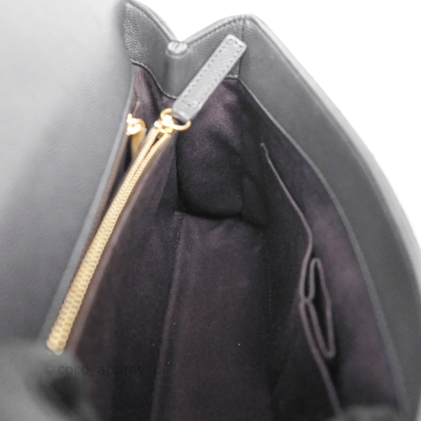 Chanel Medium Coco Handle Chevron Dark Grey Caviar Aged Gold Hardware