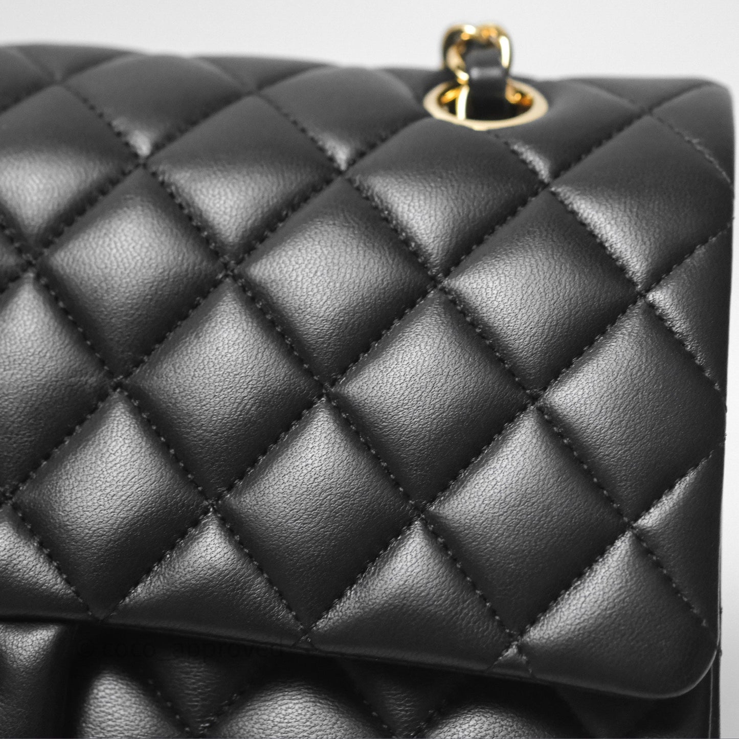 Chanel Classic M/L Medium Flap Quilted Black Lambskin Gold Hardware