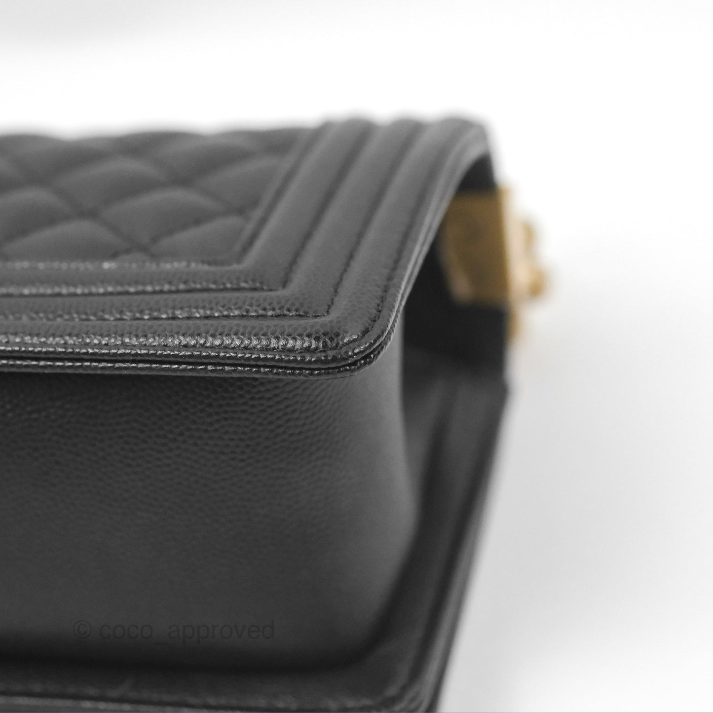 Chanel Small Quilted Boy Black Caviar Gold Hardware