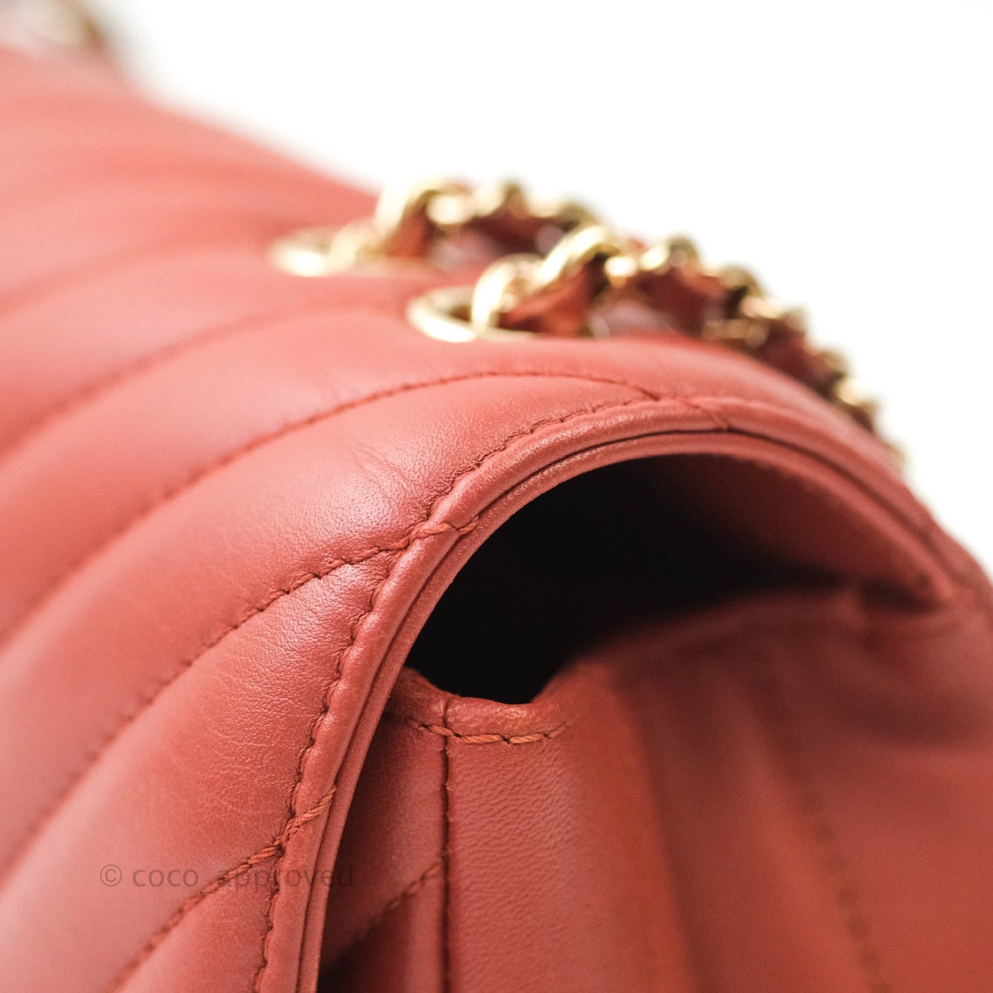 Chanel Small Statement Chevron Flap Bag Red Lambskin Gold Hardware