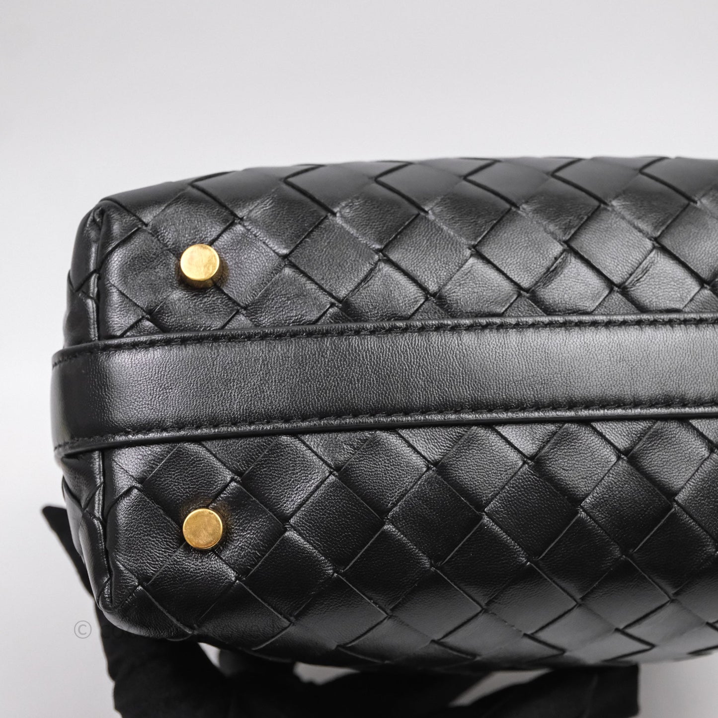 Bottega Veneta Mini Wallace Intrecciato Black Gold Hardware
