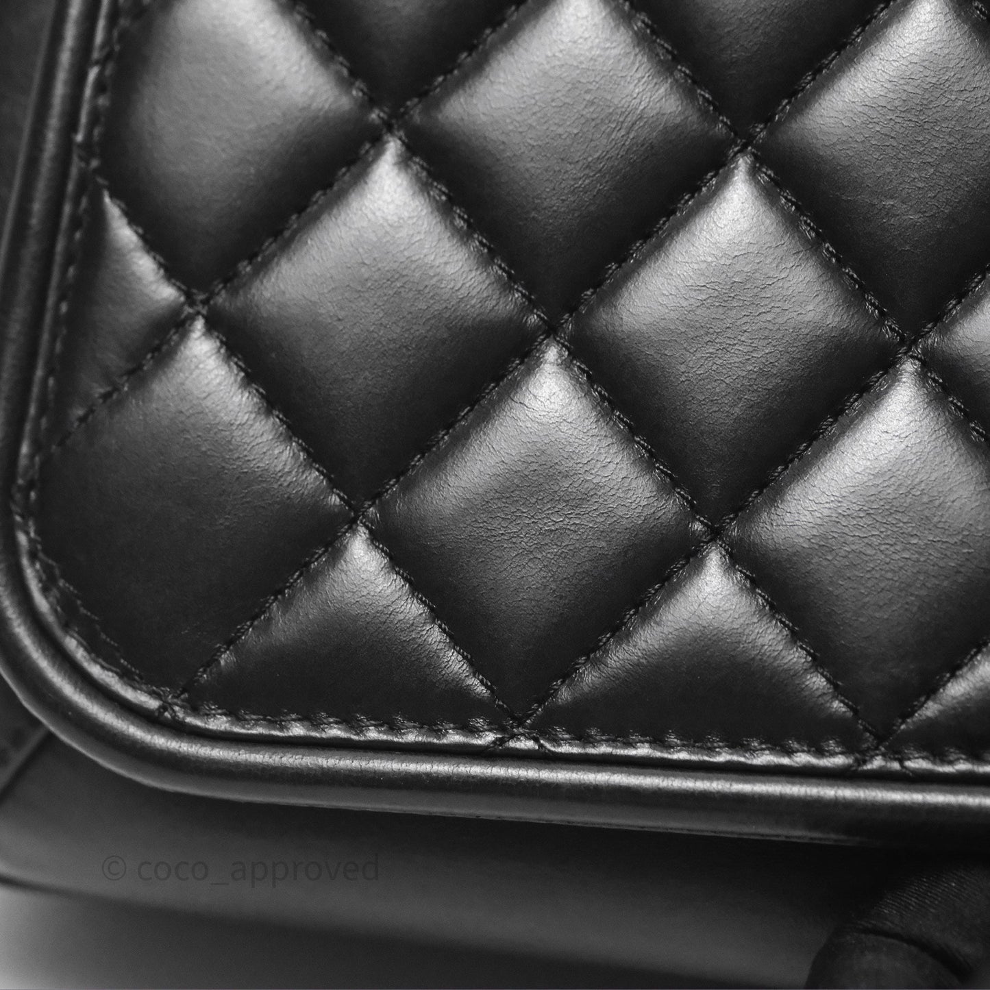 Chanel Quilted Large Prestige Top Handle Flap Calfskin Black Ruthenium Hardware