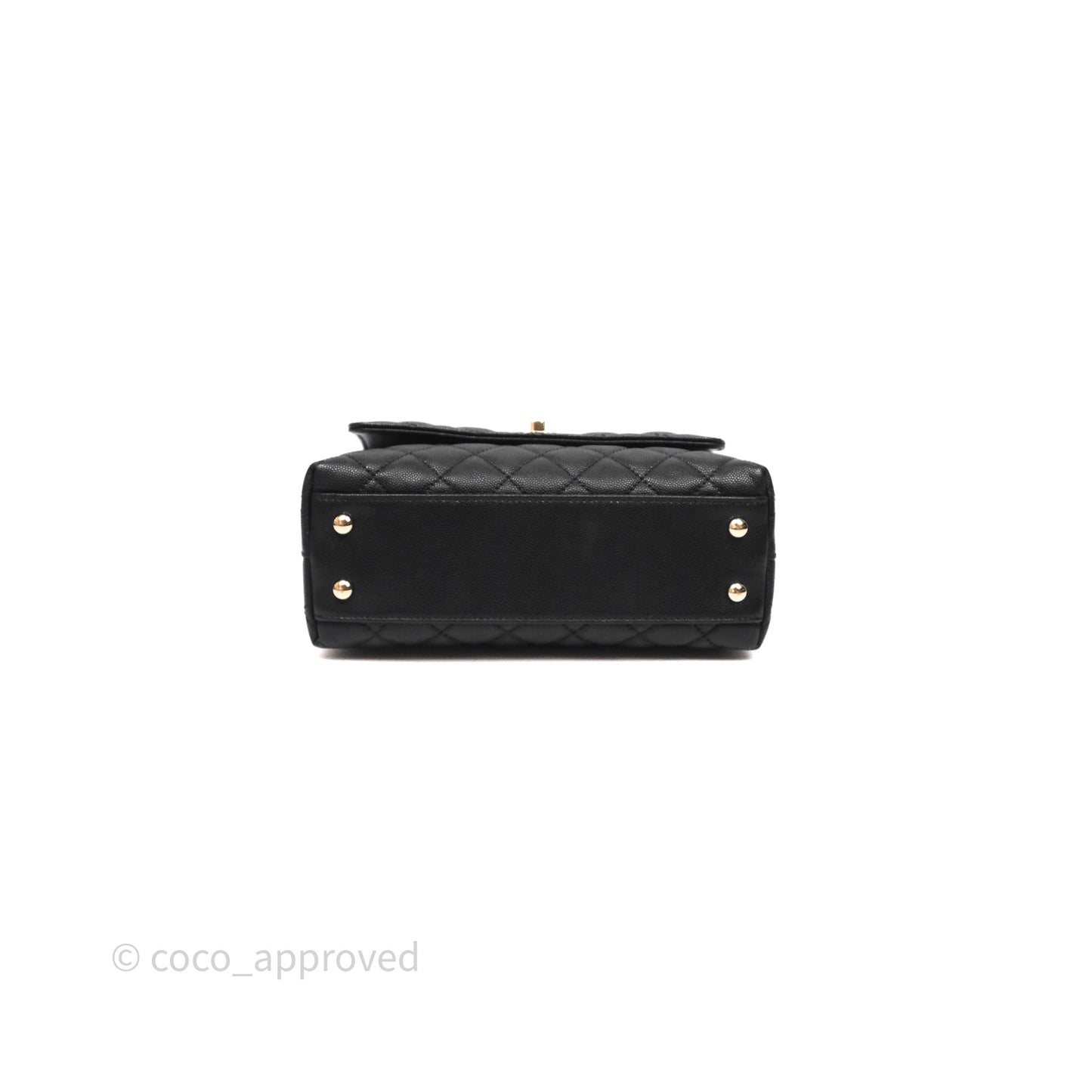 Chanel Small Coco Handle Black Caviar Light Gold Hardware