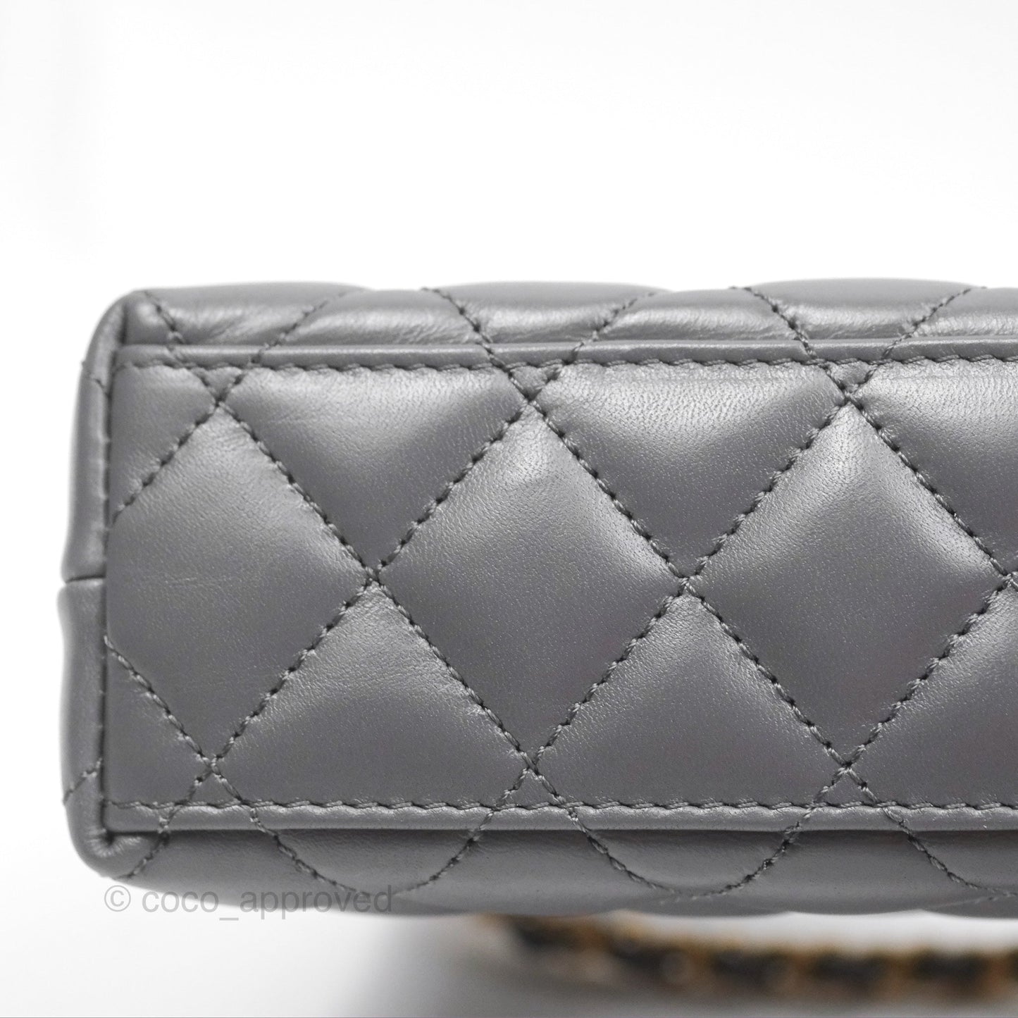 Chanel Kelly Bag Quilted Grey Shiny Calfskin Aged Gold Hardware