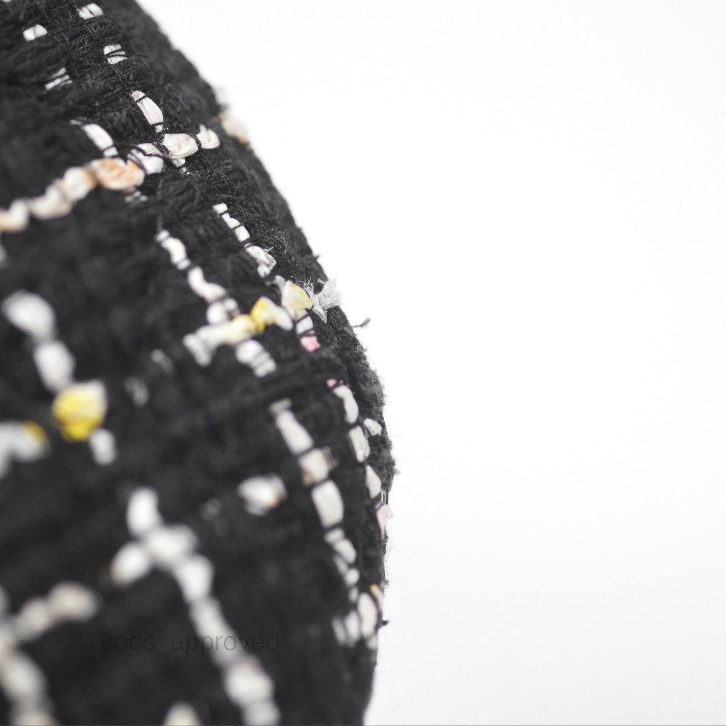 Chanel Classic Quilted Round Clutch With Chain Black Tweed Gold Hardware