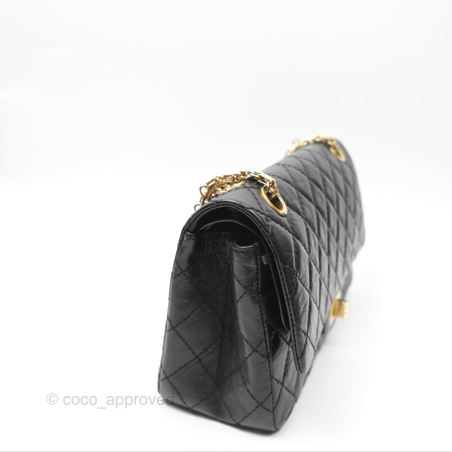Chanel Reissue 225 Quilted Black Aged Calfskin Aged Gold Hardware