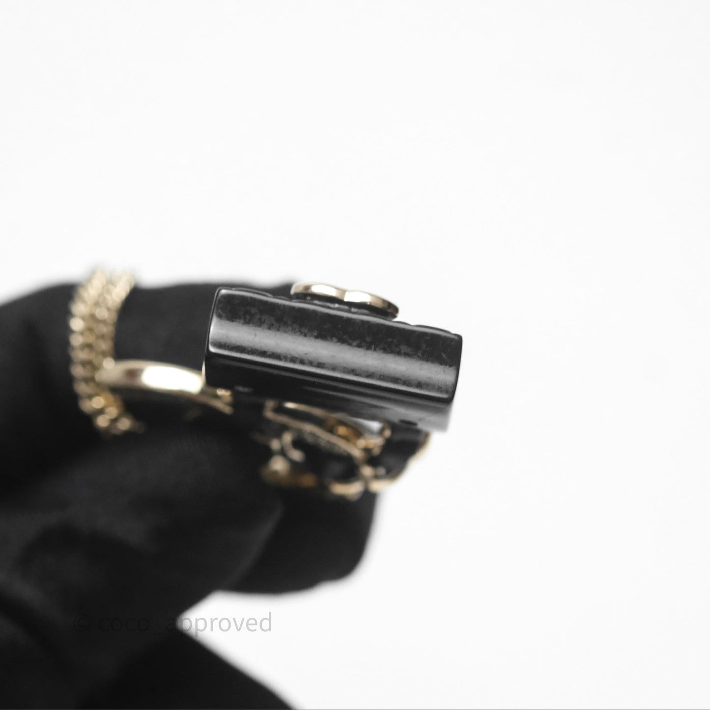 Chanel CC Black Flap Bag Pendant Necklace Gold Tone