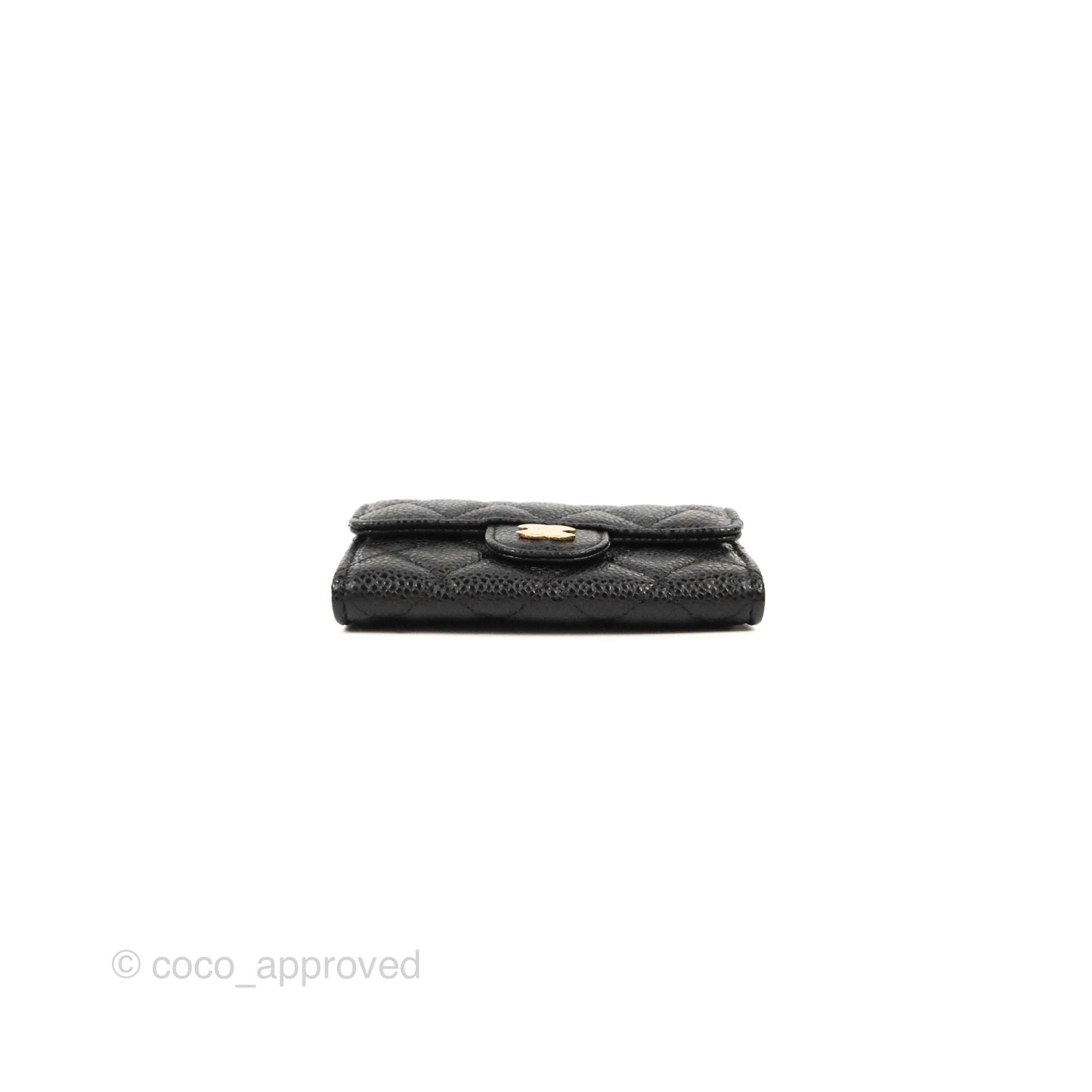 Chanel Classic Quilted Flap Card Holder Black Caviar Gold Hardware