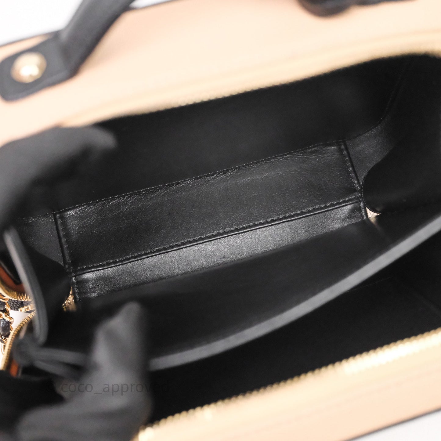 Chanel Quilted New Small CC Filigree Vanity Case Beige Caviar Gold Hardware
