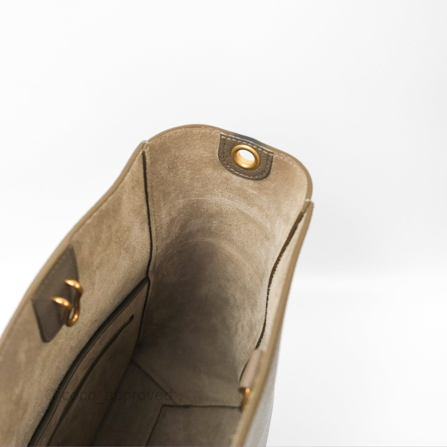 Celine Small Sangle Bucket Bag Taupe Grained Calfskin Gold Hardware