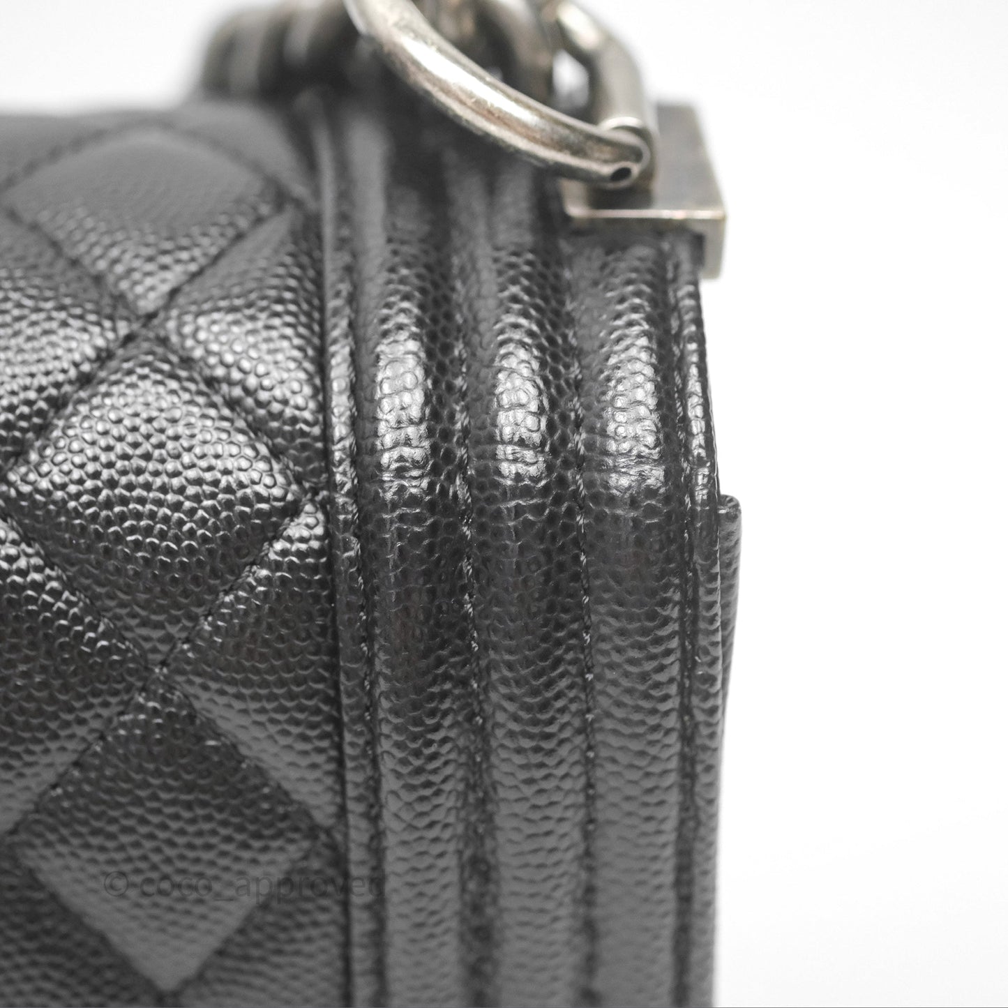 Chanel Quilted Medium Boy Black Caviar Ruthenium Hardware